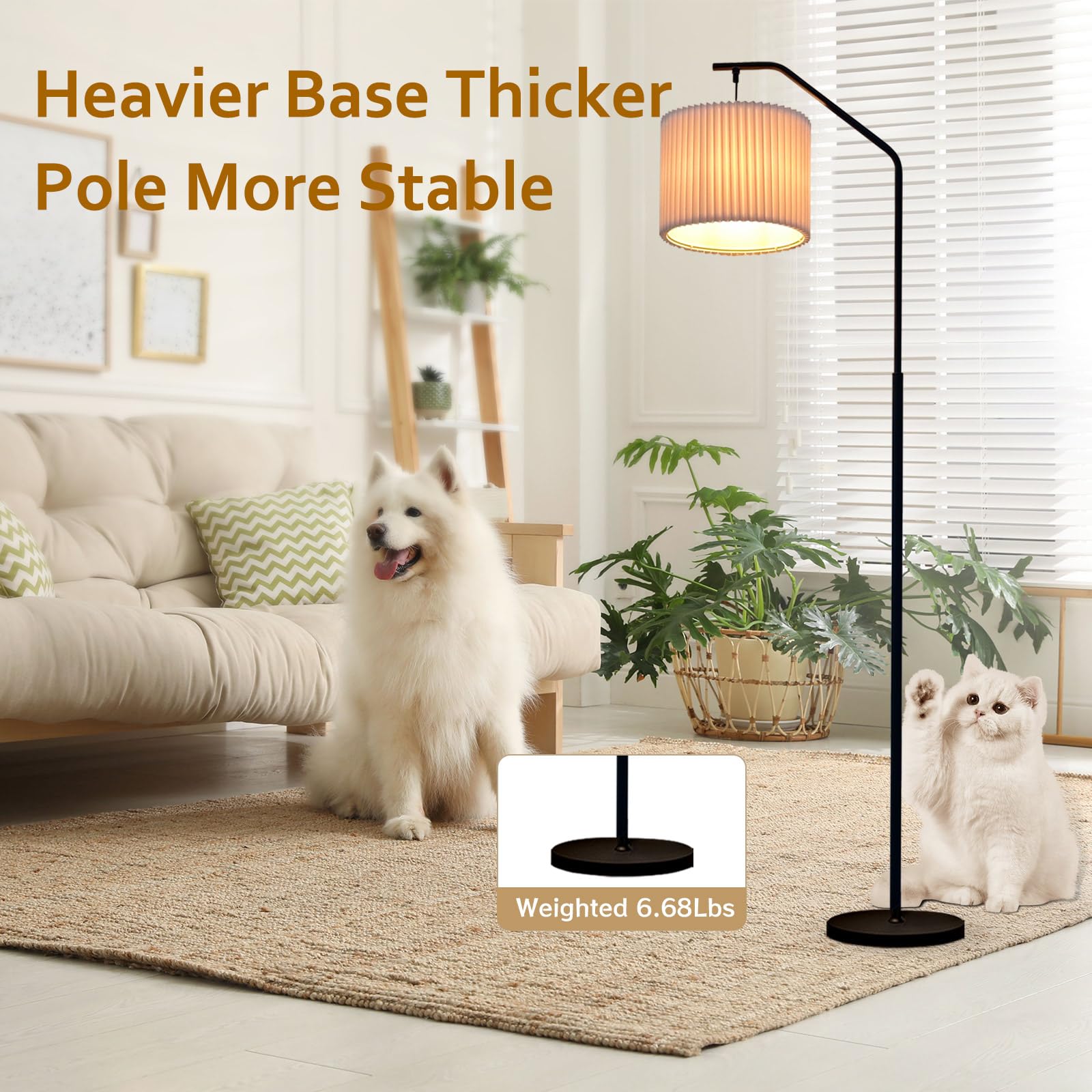 68&quot;Floor Lamp,9W Led Edison Bulbs Included Adjustable Lamp Head Standing Lamp With Foot Switch With Pleated Lampshade, Tall Floor Lamp Reading For Living Room Bedroom Office Classroom Dorm Room