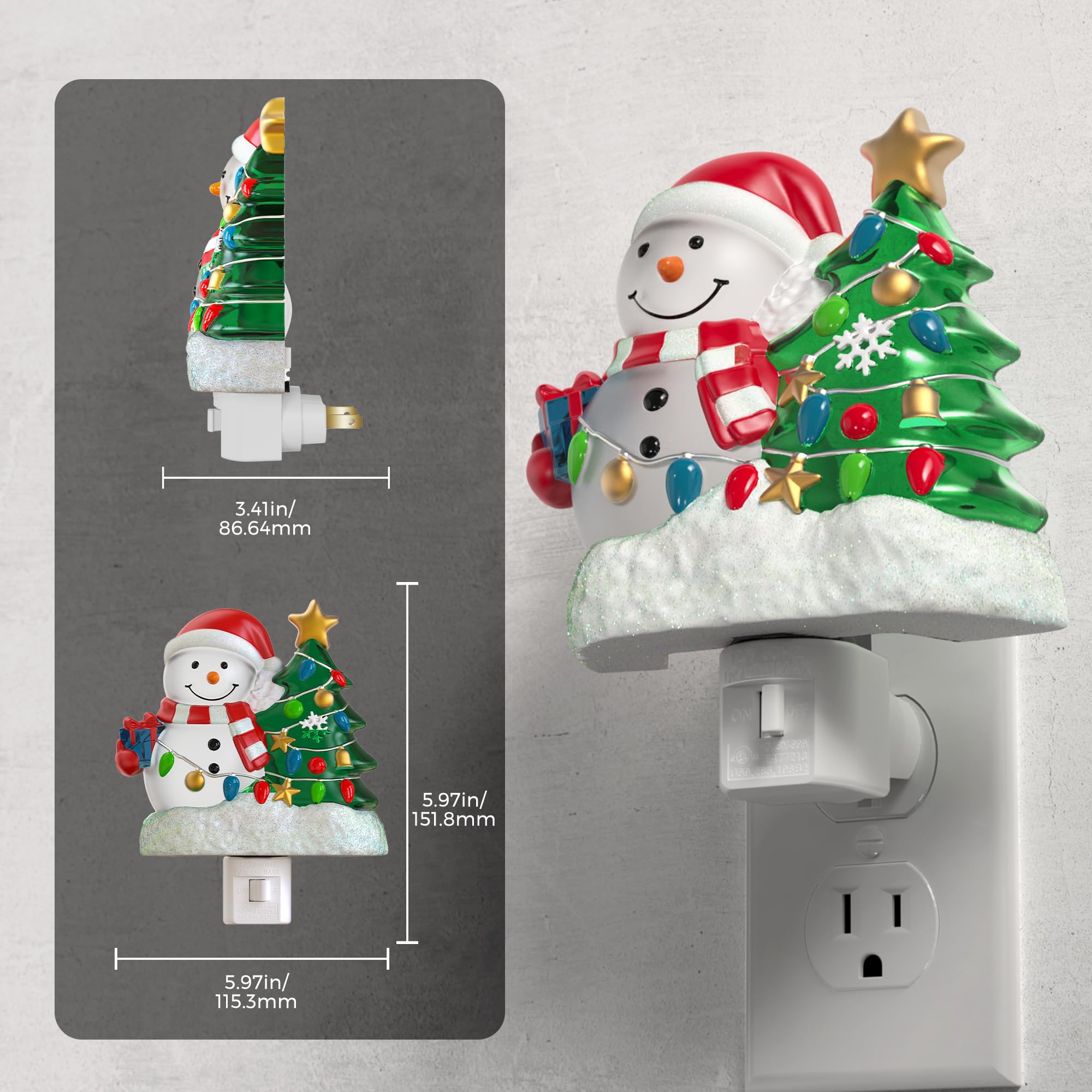 L Lohas Led Christmas Night Lights Plug Into Wall  5000K Daylight  360?Rotatable Christmas Tree & Snowman Nightlight  Night Light For Kids  Ideal For Christmas Home Decor  1 Pack