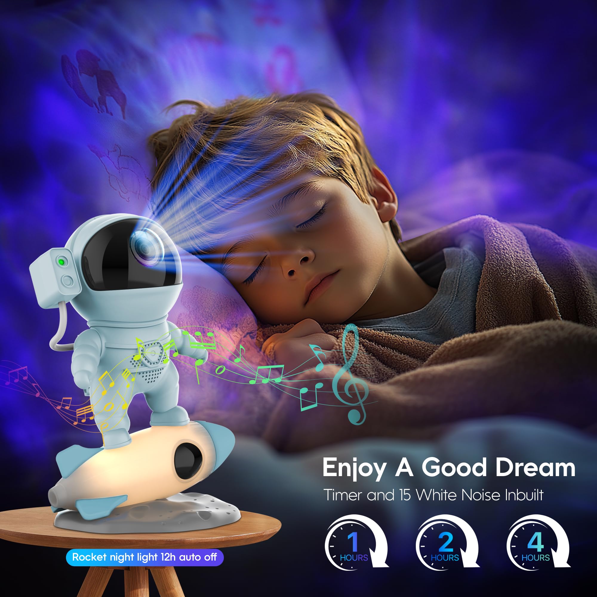 Flyeagle Astronaut Galaxy Projector, Star Projector Rocket Night Light For Kids Room, 360 Adjustable Magnetic Head, Bluetooth Sp