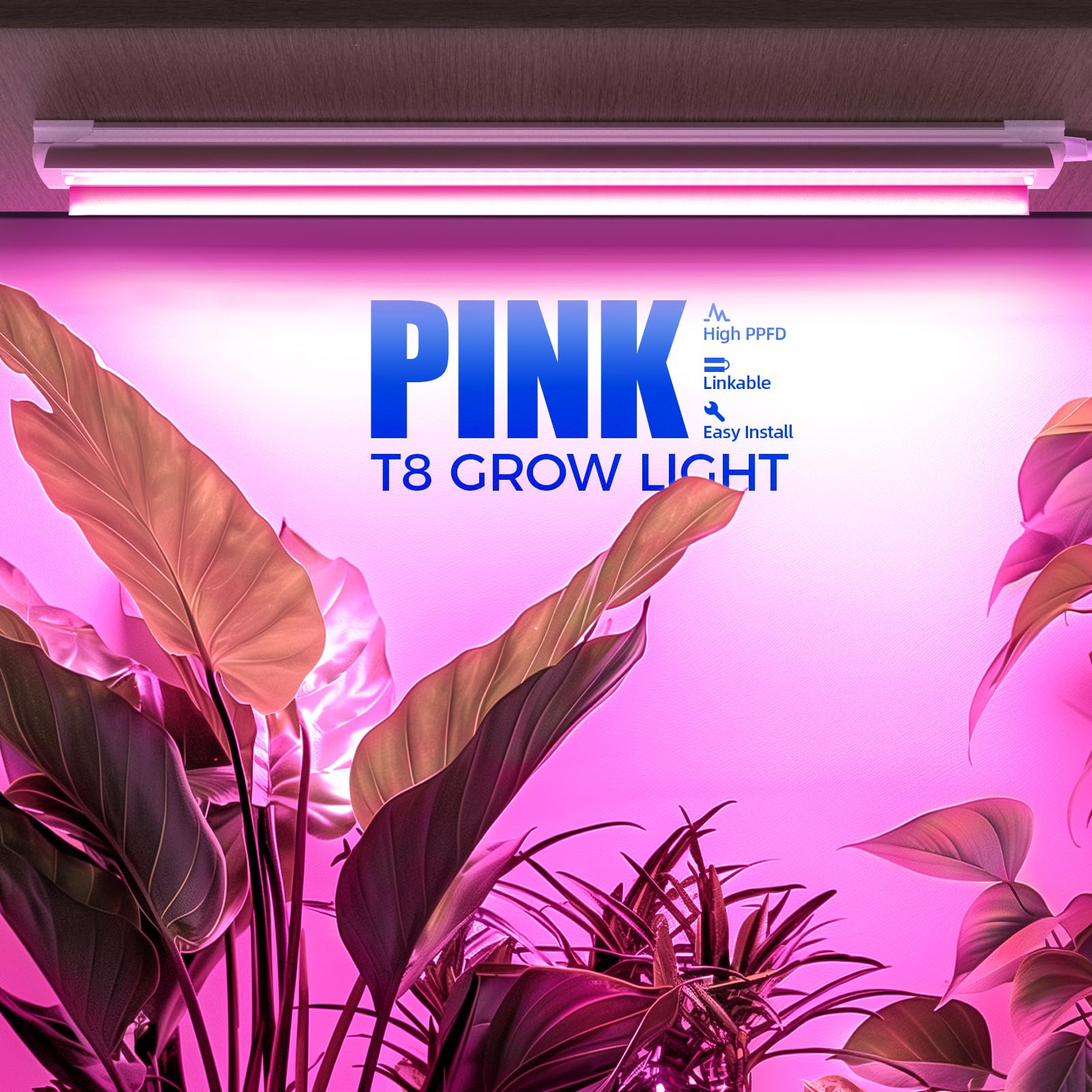 Barrina LED Grow Light T8 Full Spectrum 144W 2ft Pink 6-Pack INWT80240665Hc