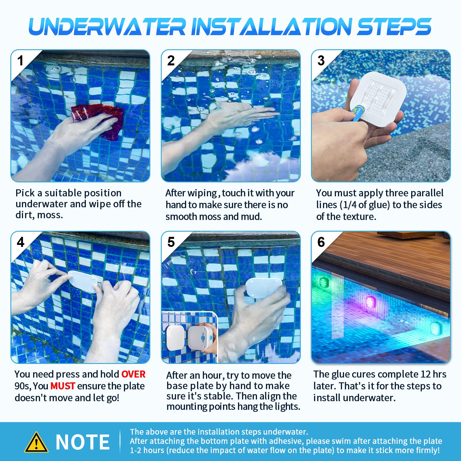 VIDOME Rechargeable Pool Lights - IP68 Waterproof LED Lights with Remote, 16 Color Changing, 4 Set for Bathtubs, Ponds, Party Decor
