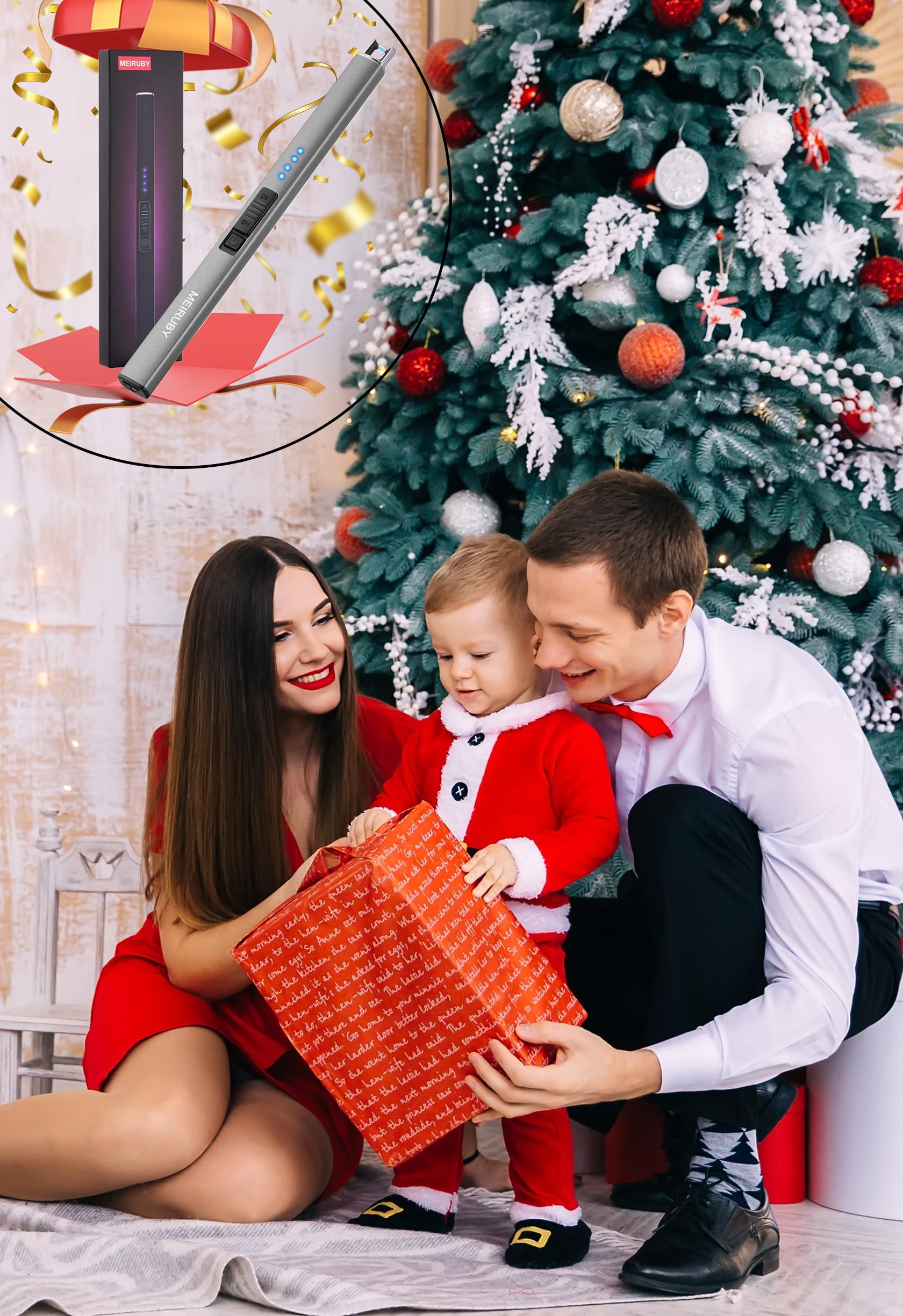 MEIRUBY Electric Candle Lighter, USB Rechargeable, Windproof, Aluminium Alloy, Space Gray, Model M-13