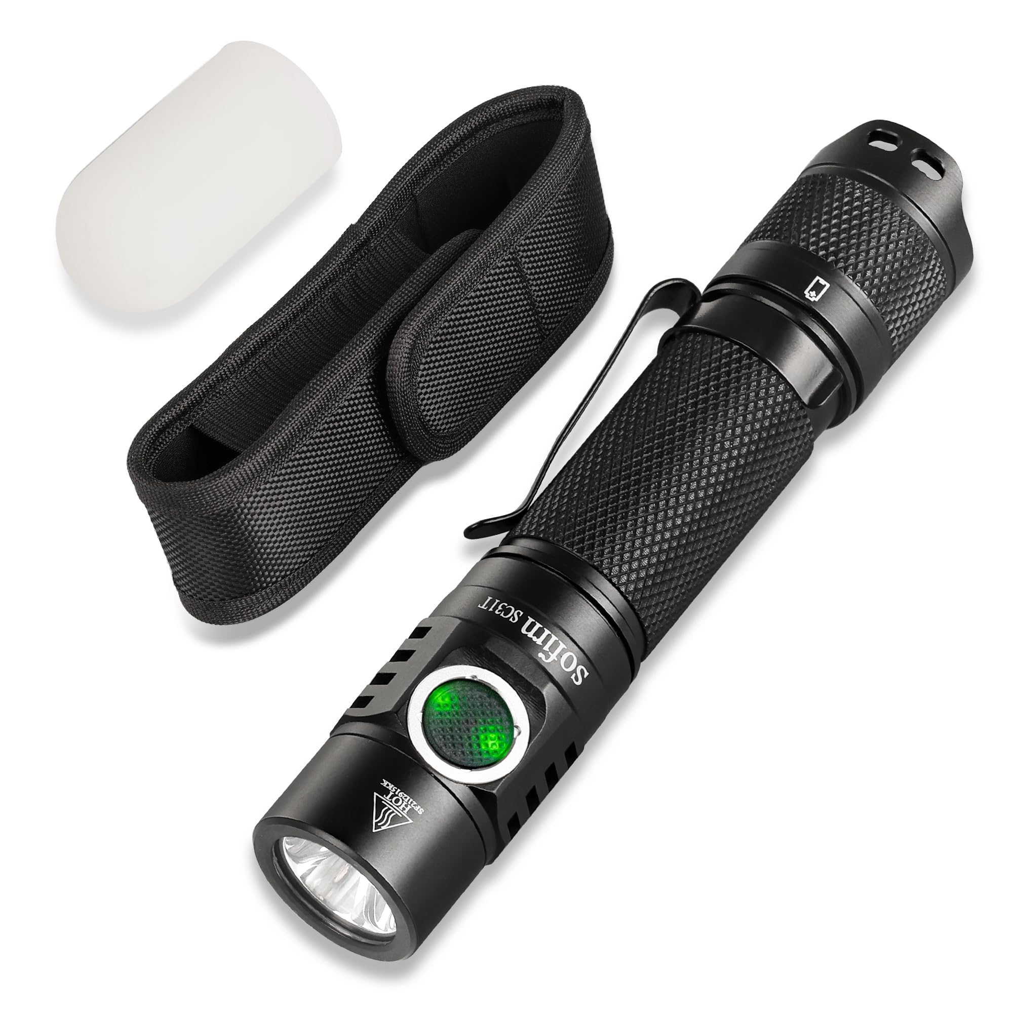 Sofirn SC31T Tactical Flashlight with Holster and Diffuser, Super Bright LED Flashlights, 2000 High Lumens, Rechargeable Small F