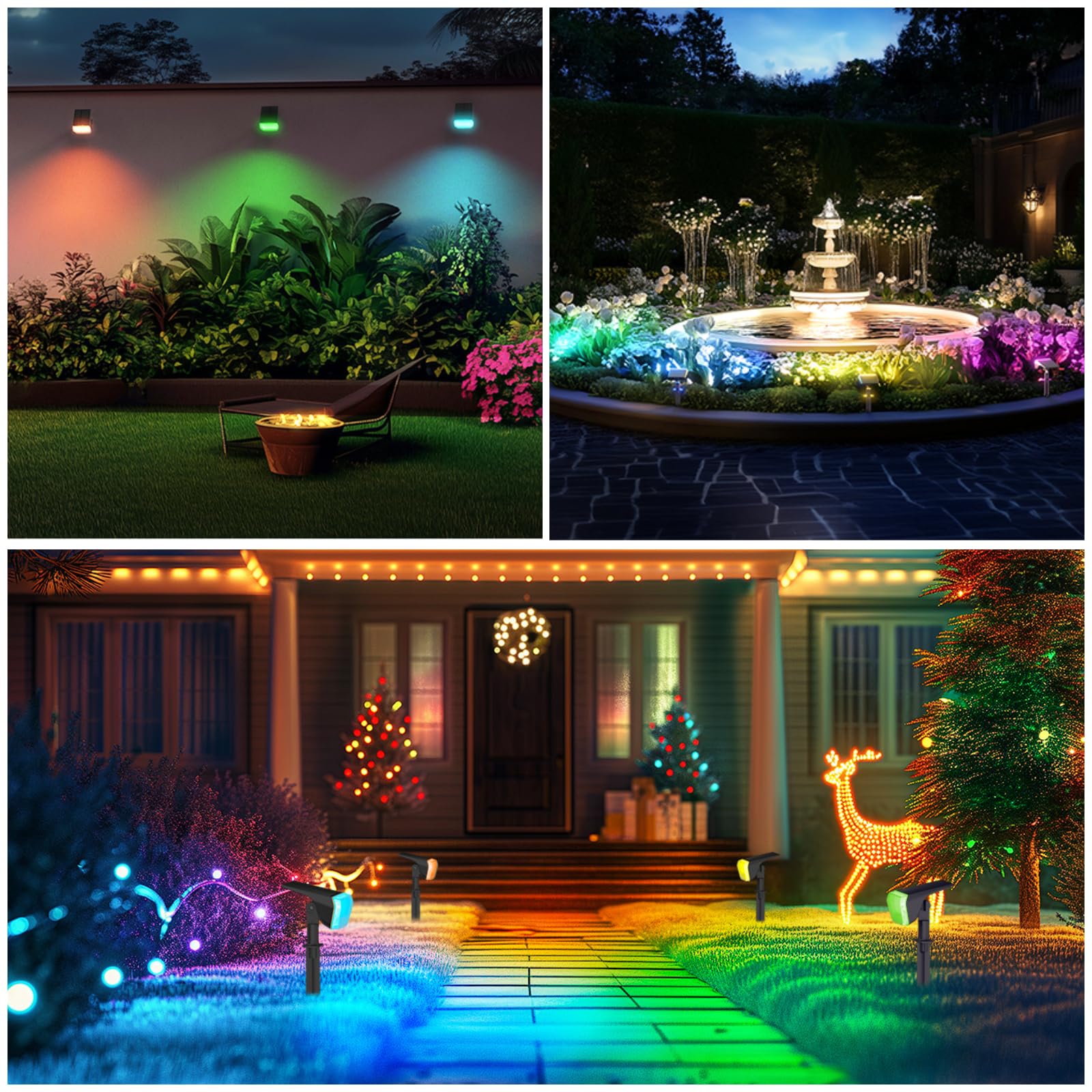 Linkind RGB Solar Christmas Lights Outdoor Spotlights, 10 Lighting Modes, IP67 Waterproof, 4 Pack, Multicolor, Model LL18001-SP004_RGB-US-4-N1