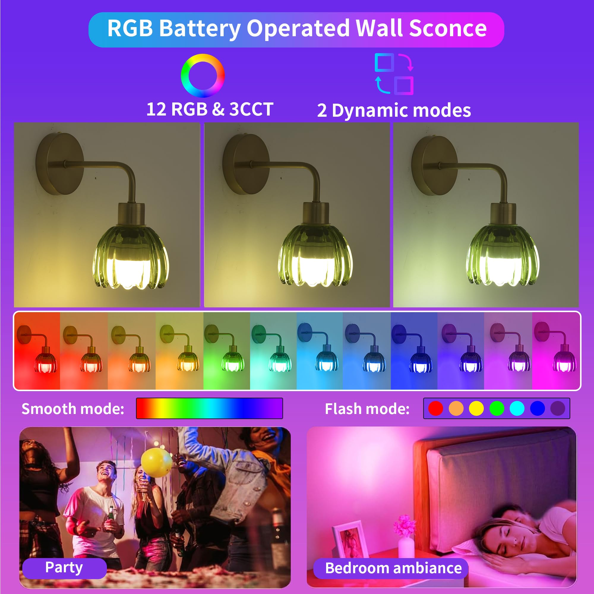 Gold Battery Operated Wall Sconces Set Of Two 2,Wireless Rechargeable Wall Sconce With Remote,Indoor Vintage Wall Lamp With Glas