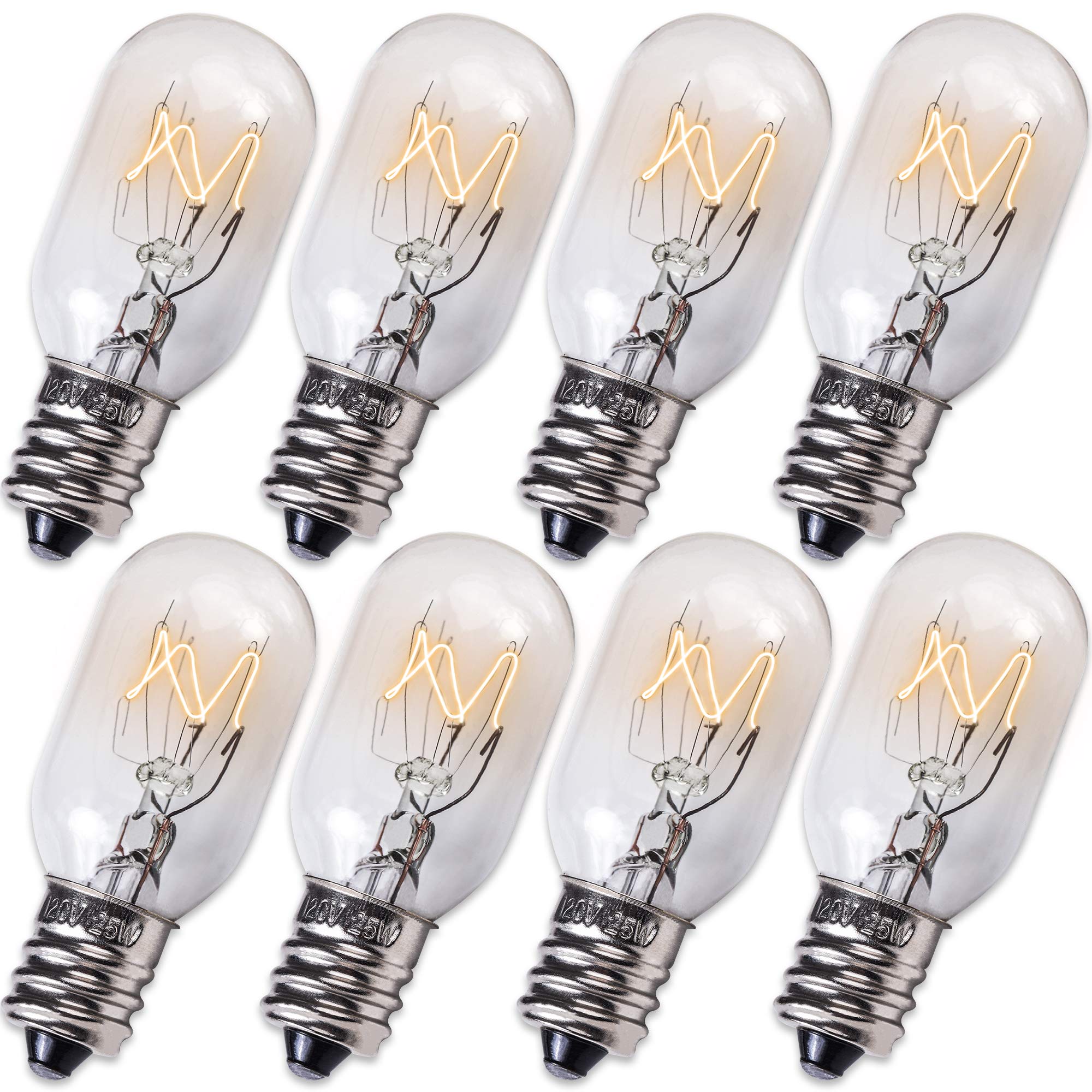 BlueStars E12 T20 25W Incandescent Bulbs 2700K Warm White Light 8 Count As Pictured for Salt Lamps & Night Lights