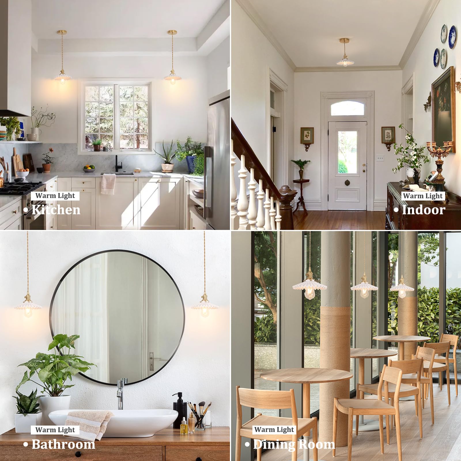 Shenmoyl Pendant Light With White Pleated Ceramic Lmapshade, Brass Vintage Pendant Light Adjustable Hanging Light For Kitchen Is