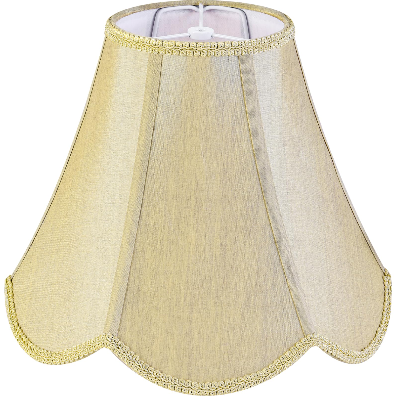 GO&SO Gold Lamp Shade Medium Bell Lamp Shades -Edge Petal Braid Design Scalloped Lamp Shade -6''Top x 13''Bottom x 10.6''Vertica