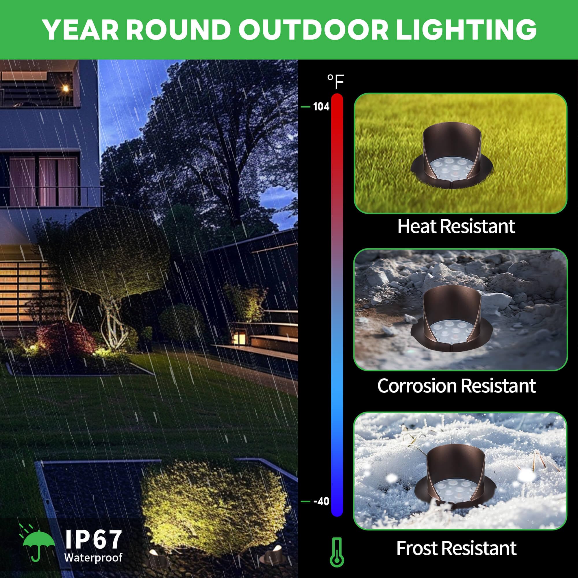 Varmtalys Landscape Well Light Kit, 8 Pack Led Low Voltage In Ground Lights And 100W Transformer And 100Ft Cable And 30 Wire Con