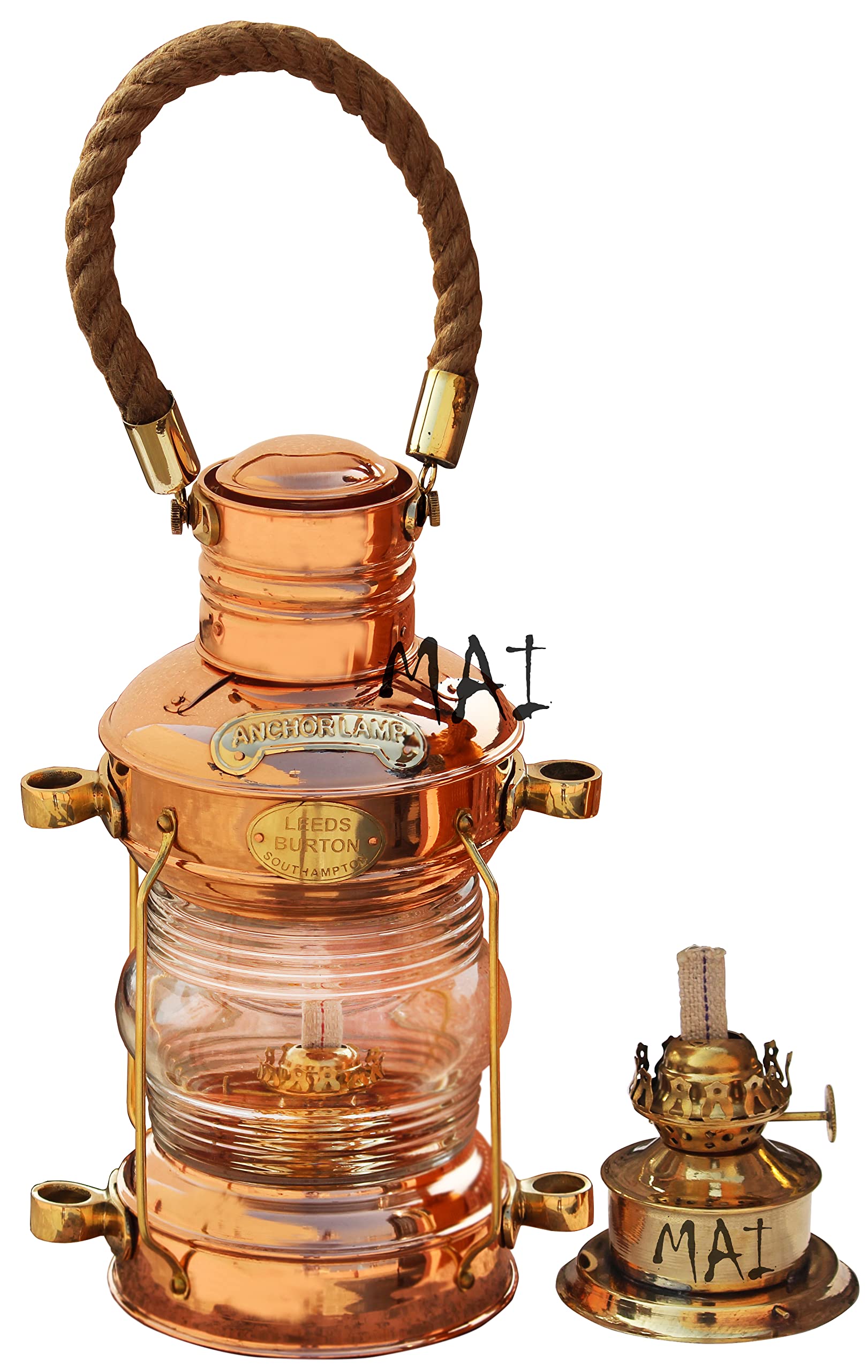 Brass & Copper Anchor Oil Lamp Leeds Burton Nautical Maritime 14 Ship Lanterns.
