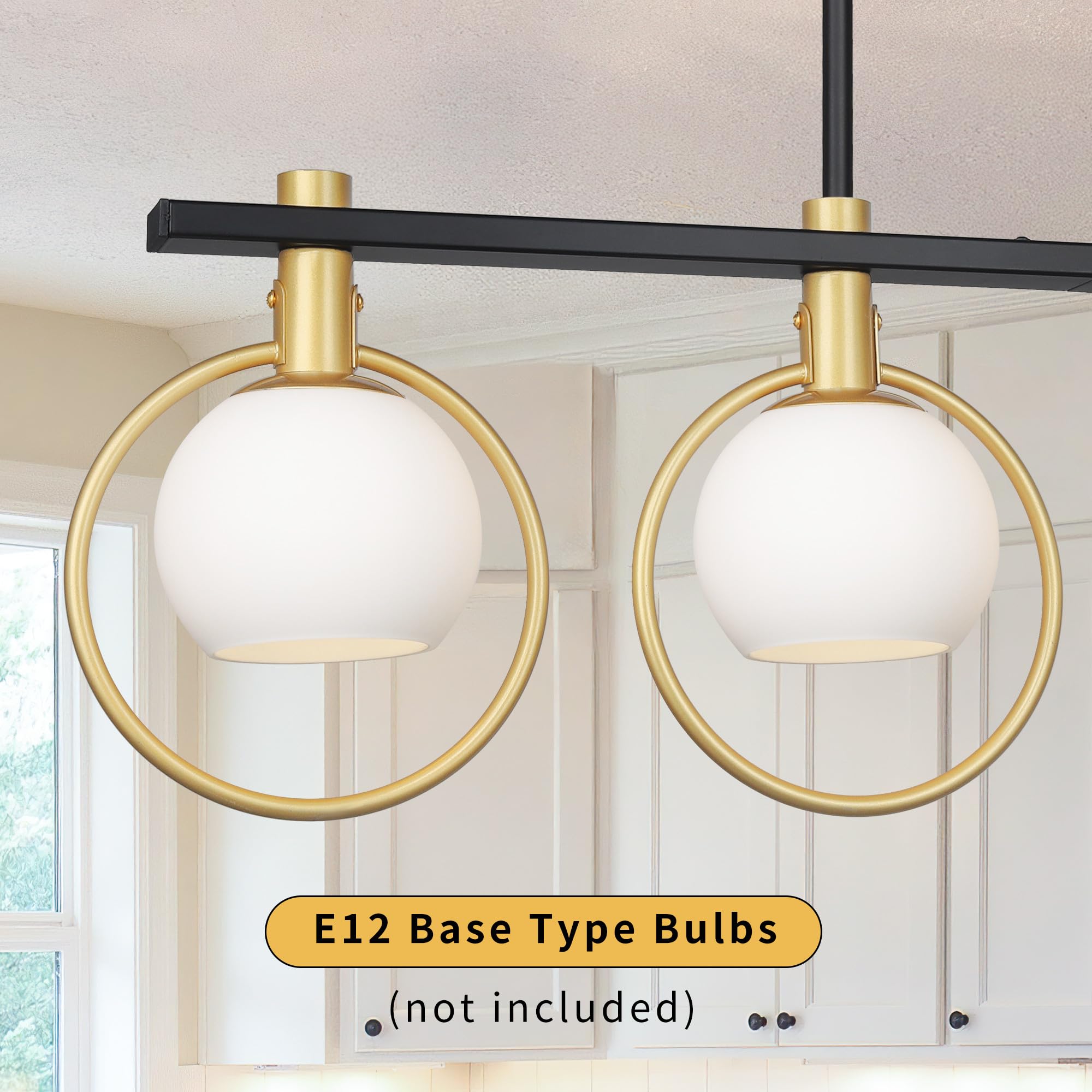 Kveosv 4-Light Gold Black Chandelier Modern Dining Room Lighting with Milk Glass Globe Shade, Model 5981ce6c-ed97-41aa-b9f2-fff7bd