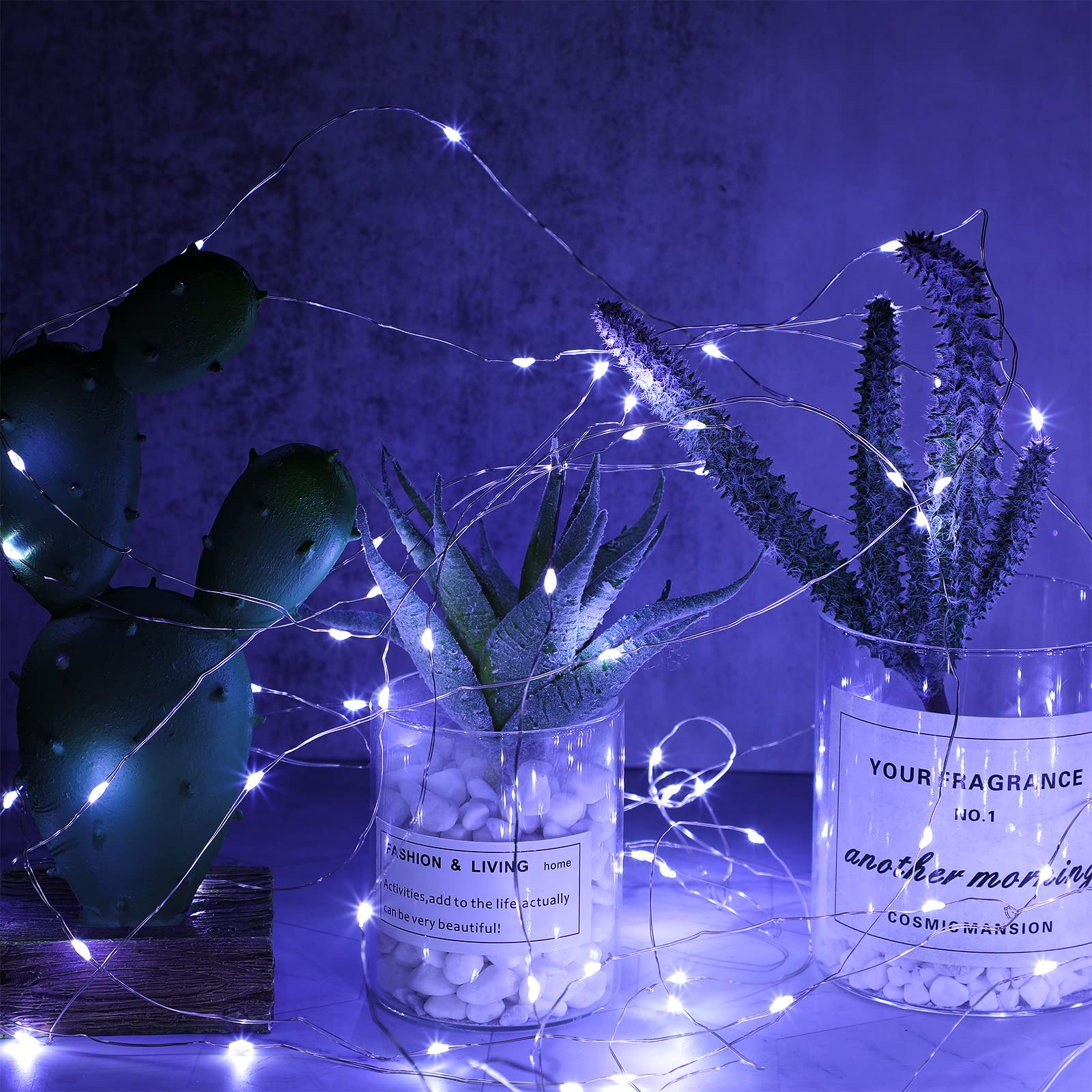 Macarrie Usb String Lights 33 Ft 100 Led Fairy Lights Powered String Lights For Indoor Outdoor Wedding Party Tree Home Festival Garden Decoration (Cool White, 6 Pcs)