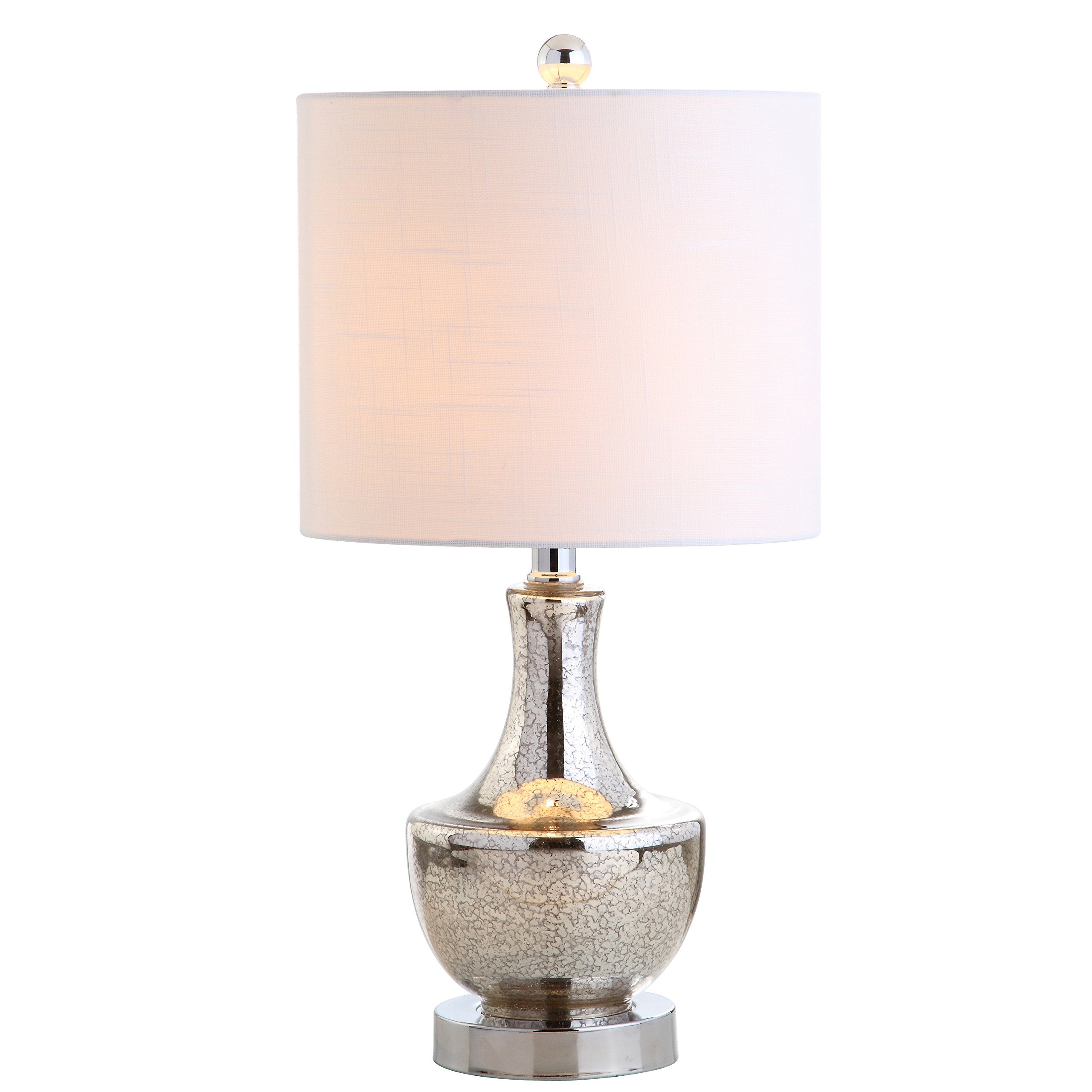 JONATHAN Y Colette 20in Mini Glass LED Table Lamp, Silver, Model JYL1029B, Transitional Design for Office, Living Room, Bedroom