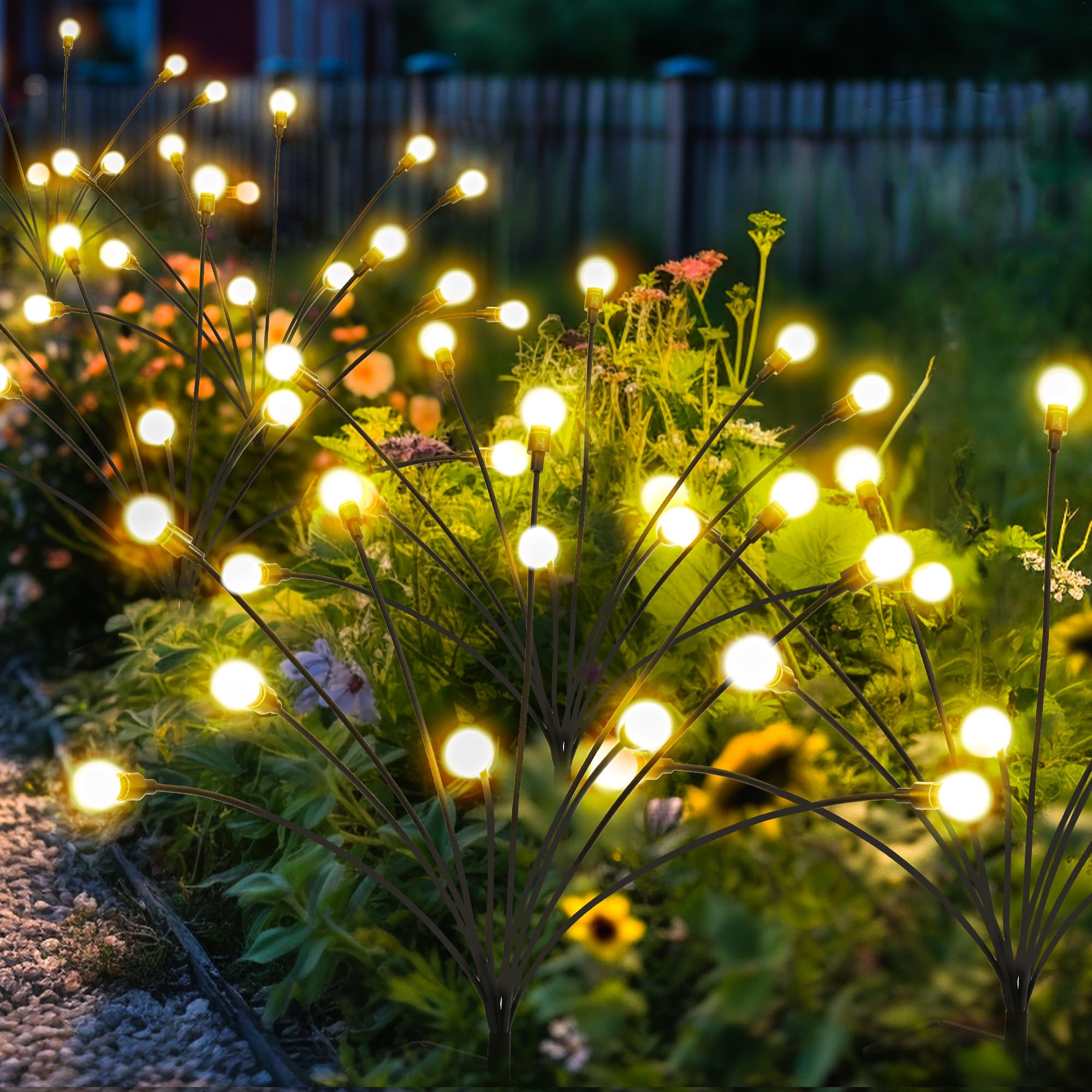 Patiopia 60 Led Solar Garden Lights, Warm White Firefly Outdoor Decor, Waterproof 6 Pack