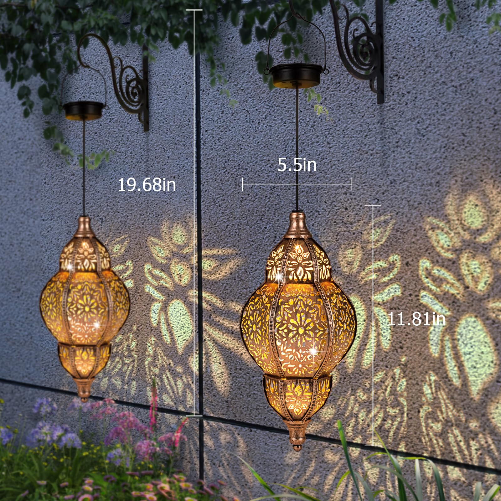 Solar Lanterns Outdoor Waterproof  Hanging Solar Lantern Garden Decor  Metal Moroccan Decorative Garden Lights For Yard  Patio  Lawn  Porch  Unique Housewarming Gifts