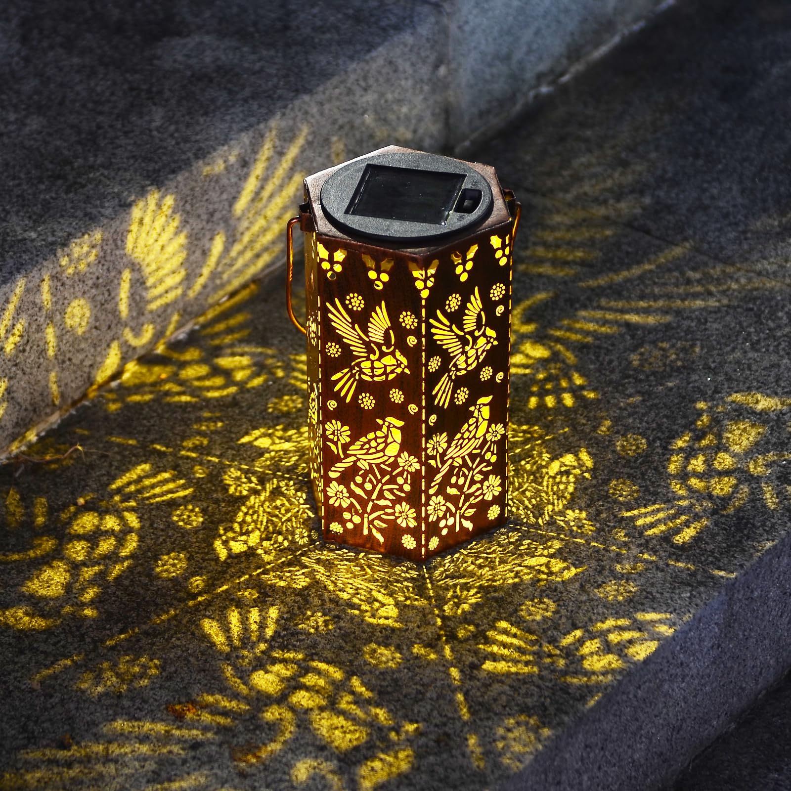 Solar Cardinal Lanterns Outdoor Hanging Lights  Gifts For Mom Dad Men Women  Hollowed-Out Metal Decor Lantern  Waterproof Led Decorative Garden Light