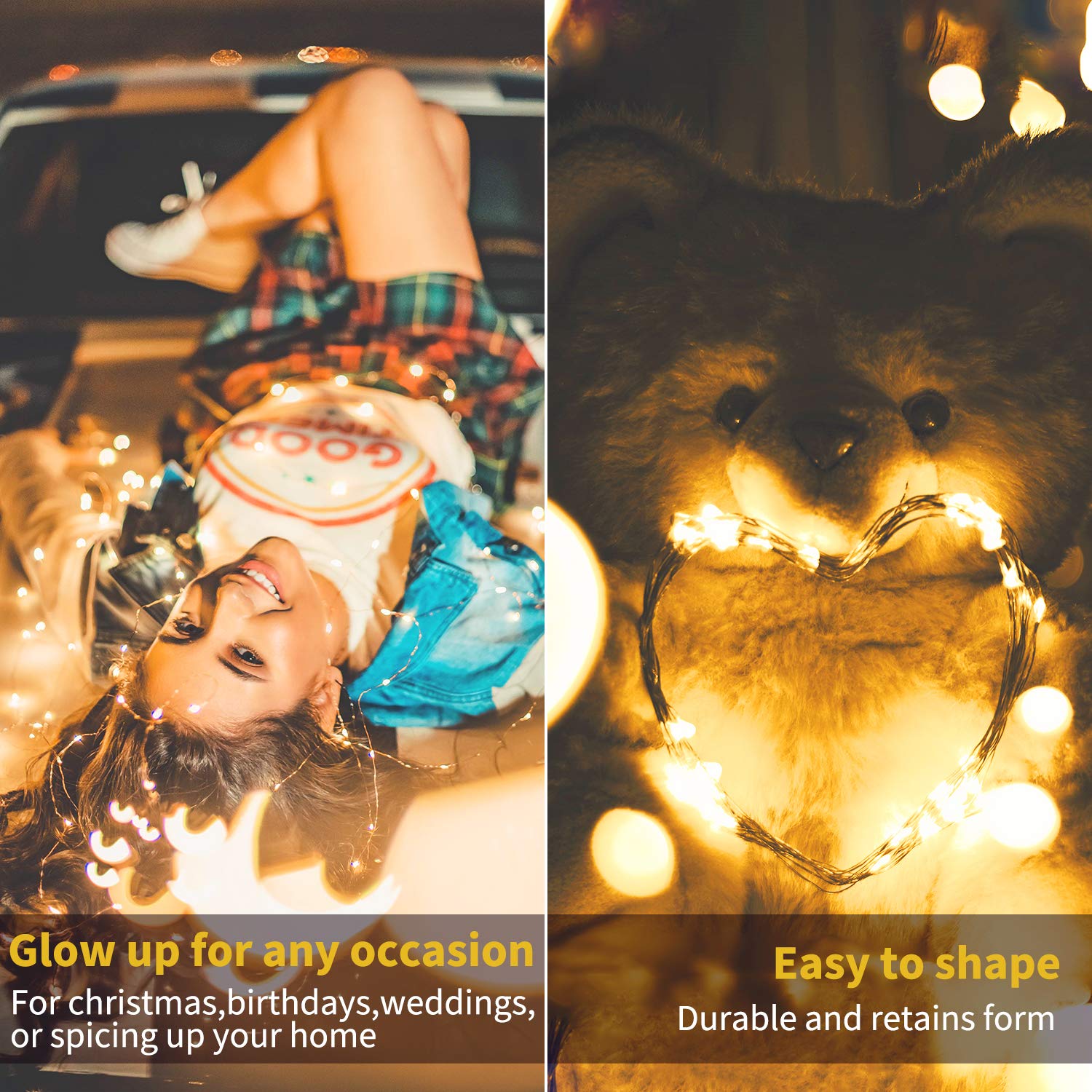 Minetom Usb Fairy String Lights With Remote And Power Adapter, 66 Feet 200 Led Firefly Lights For Bedroom Wall Ceiling Christmas Tree Wreath Craft Wedding Party Decoration, Warm White