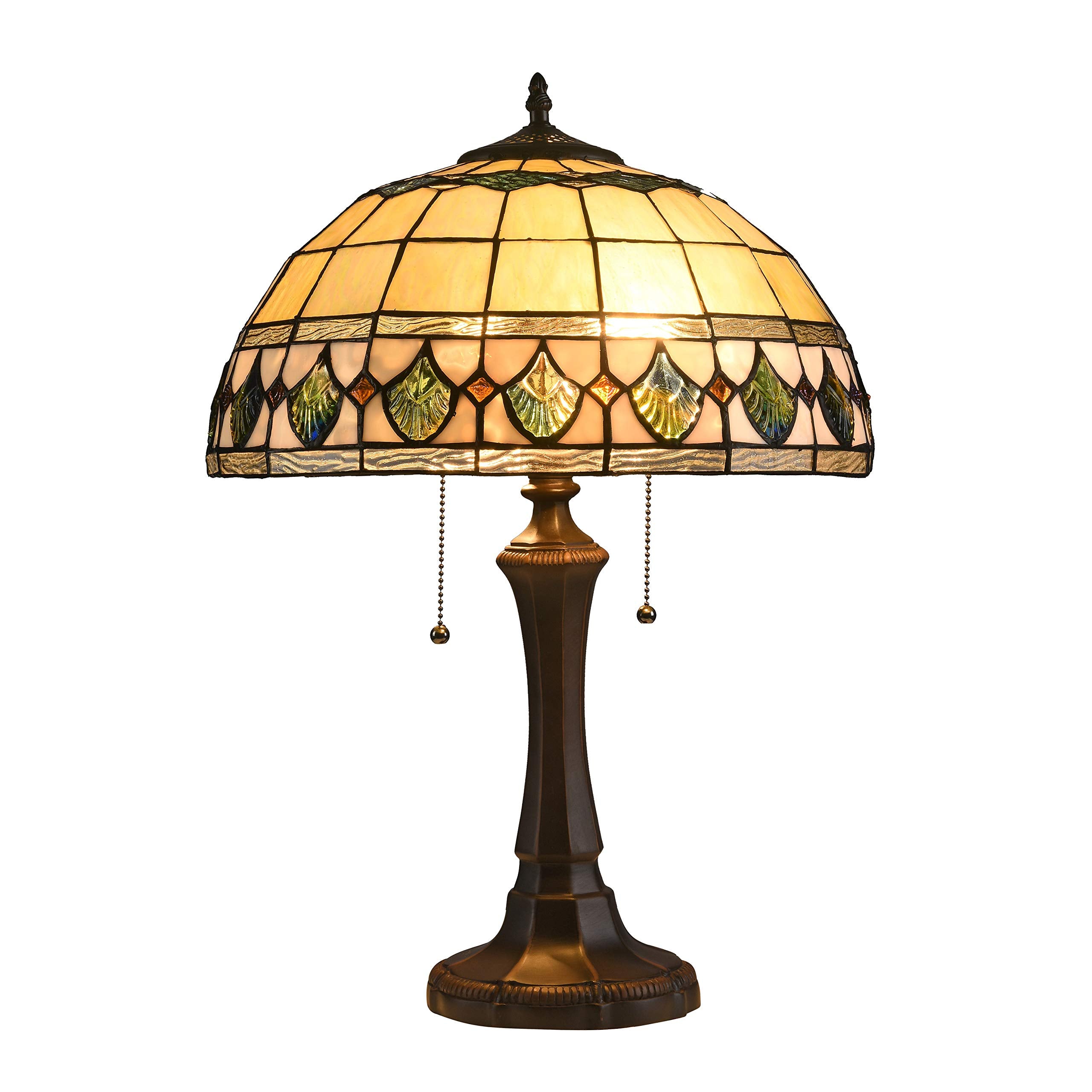 DOUGAL Tiffany-style 2 Light Geometric Table Lamp 16 Shade