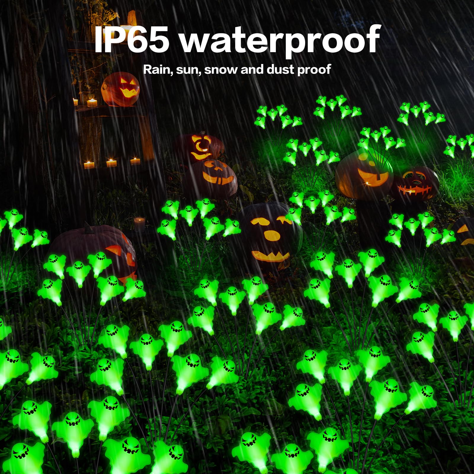 Betrihyes Outdoor Halloween Decorations Solar Garden Ghost Lights,2Packs 12Led Halloween Lights Swaying Firefly With Magic Ghost Decor,Solar Halloween Path Lights For Yard/Lawn/Porch/Ghost Decor