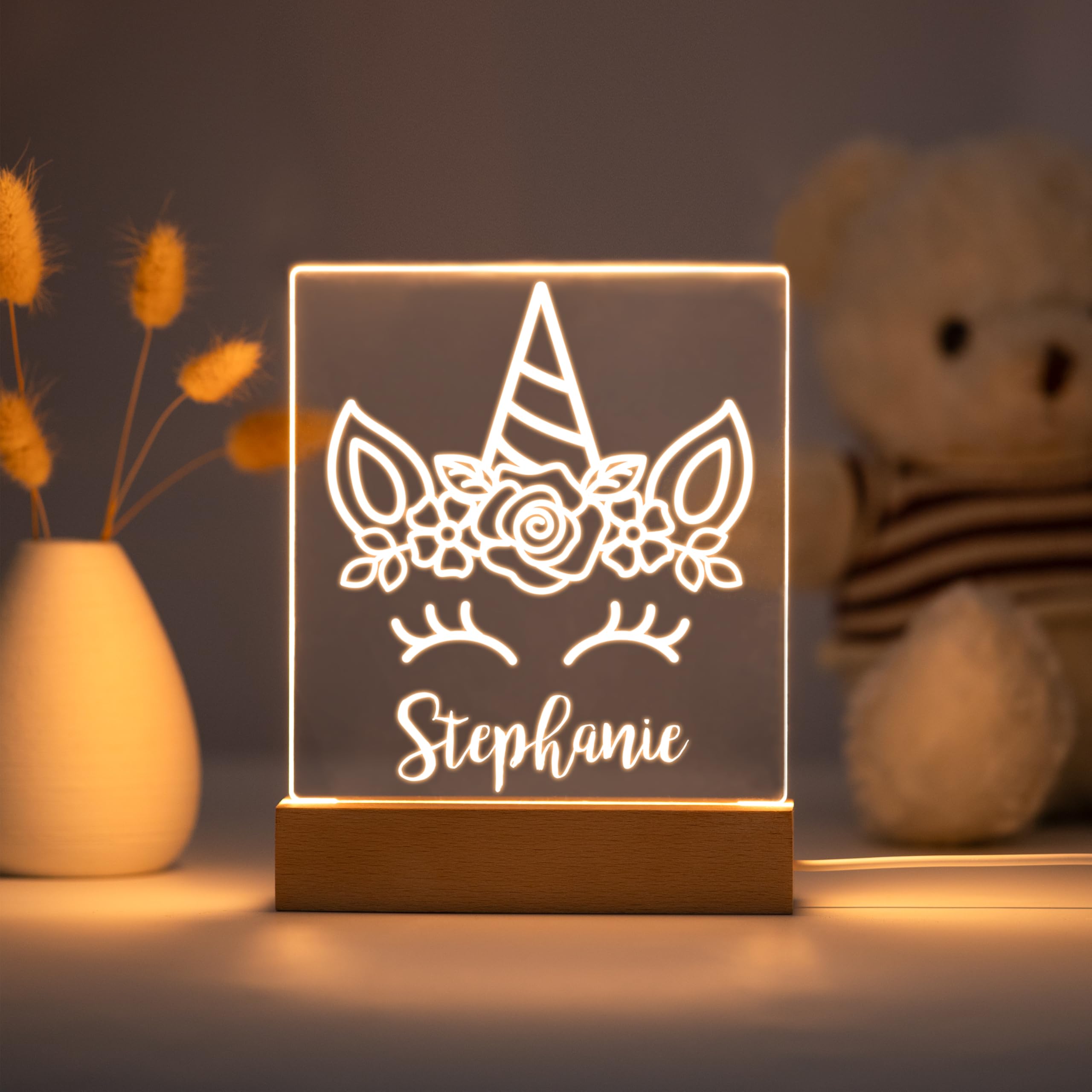Personalized Night Light For Kids Girls Boys Customized Gifts For Baby Nursery Led Unicorn Princess