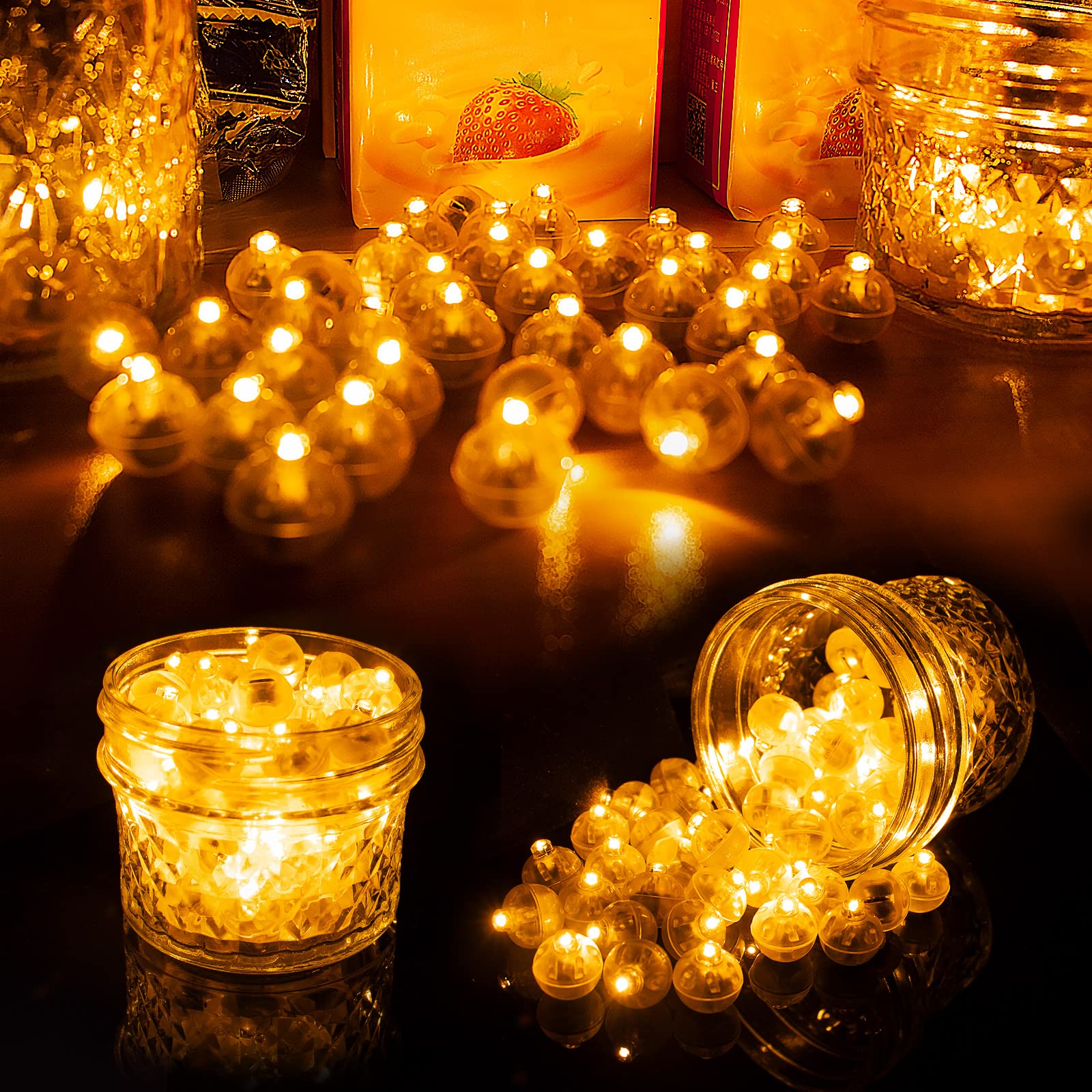 Aogist Balloon Lights, Waterproof Twinkle Mini Light, Battery Powered, 100 PCS-FLASH, Orange-Flash