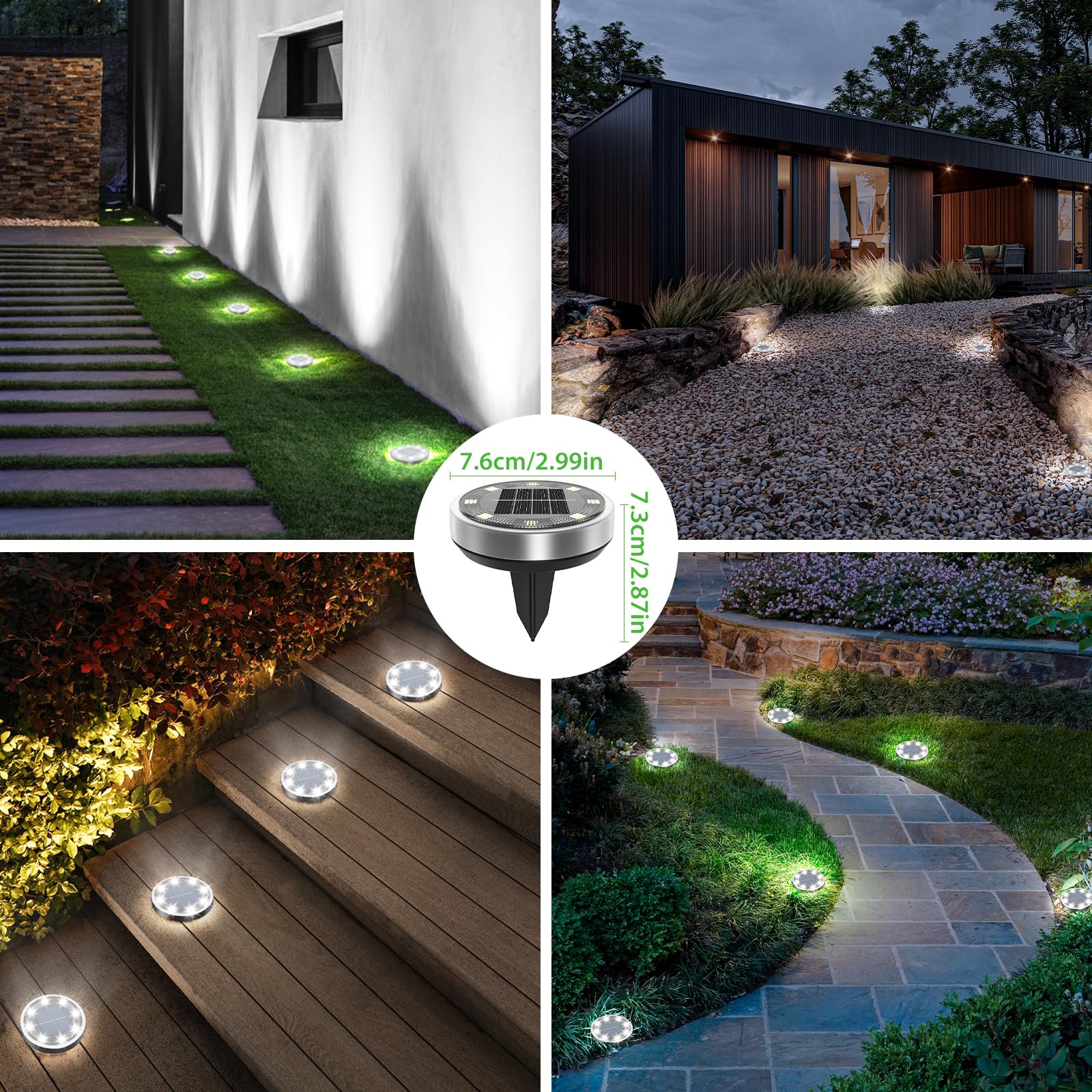 Nipify Solar Ground Lights 8 Pack - Waterproof Led Pathway Lights For Yard & Garden, Cool White