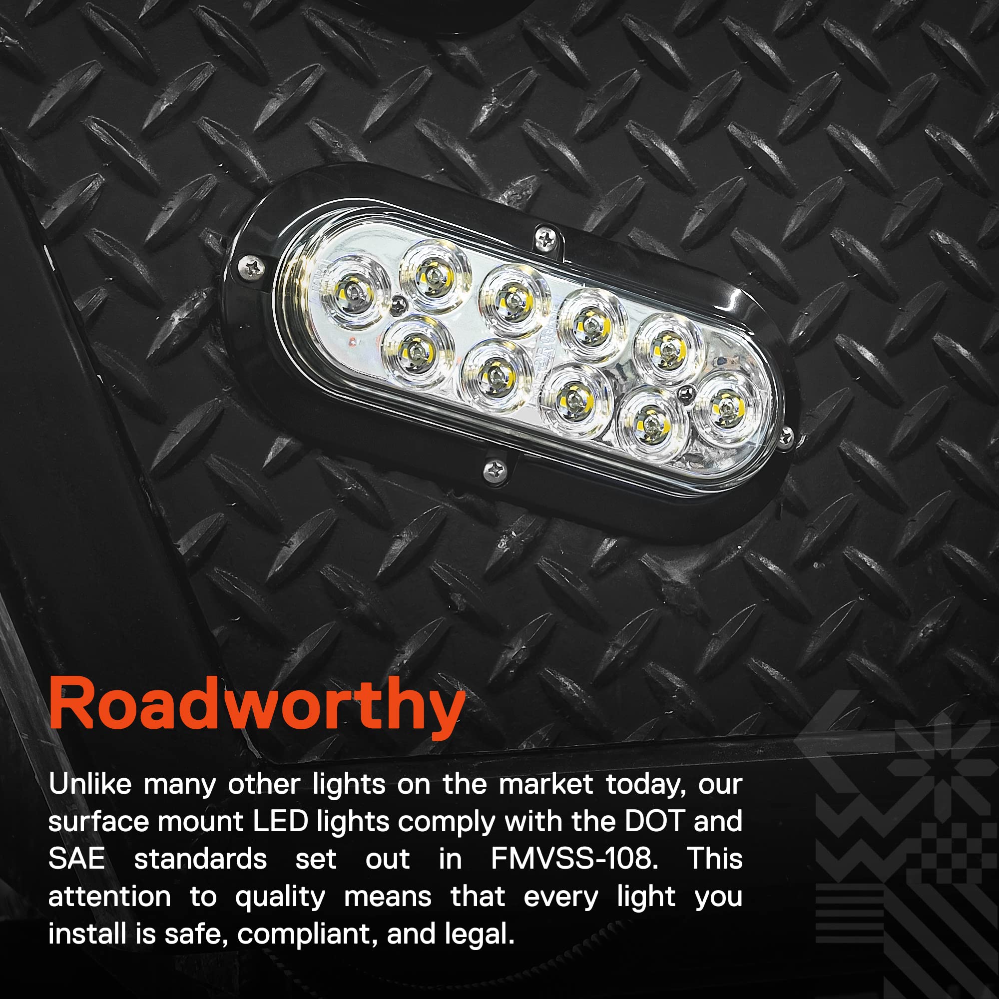 ONLINE LED STORE 6 inch Amber Oval LED Trailer Tail Light - Waterproof, Surface-Mount, Park & Turn Signal for Marine Trailer, RV, Trucks