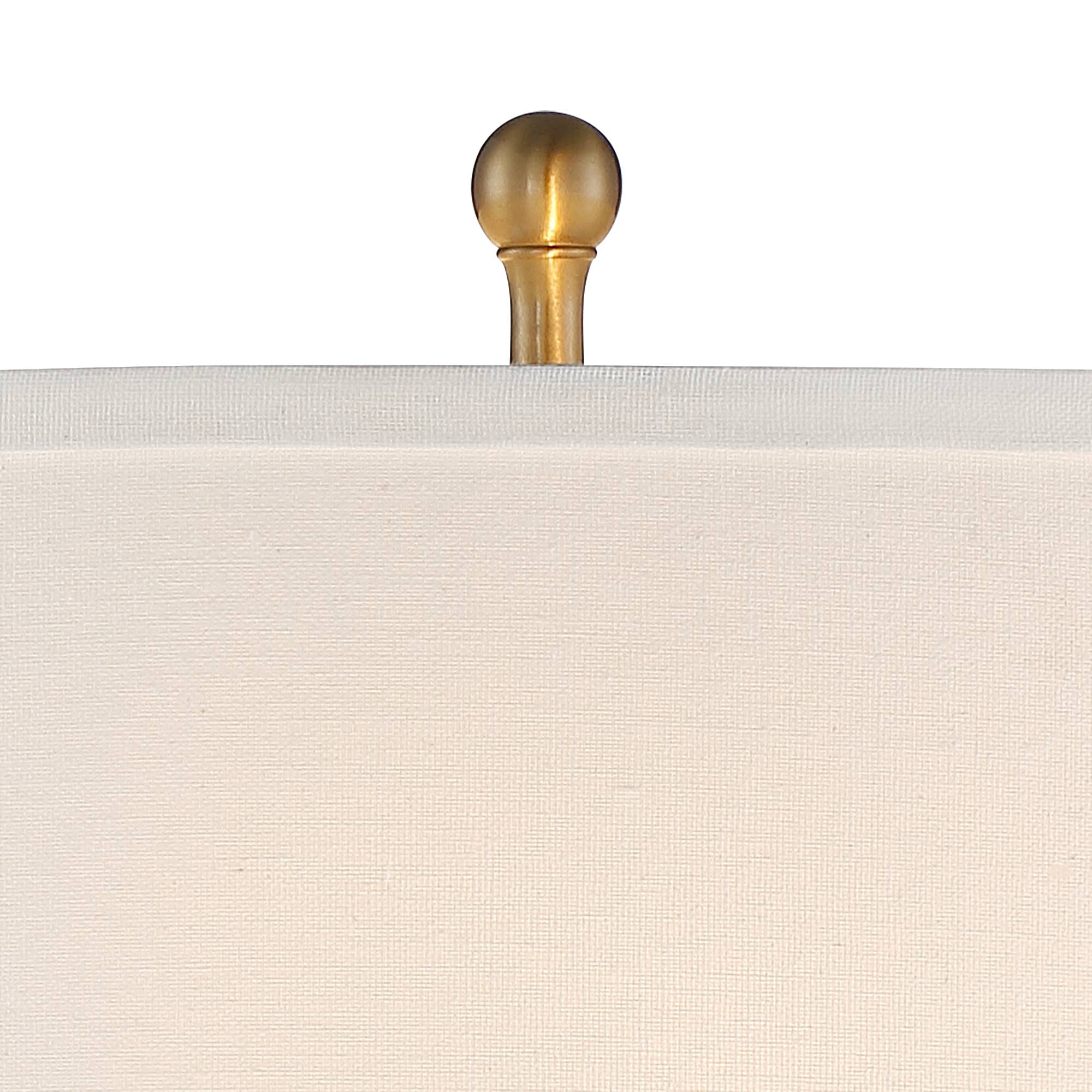 Vienna Full Spectrum Rolland Traditional Table Lamp 30'' Tall Antique Brass Crystal Column Off White Tapered Drum Shade Decor Fo