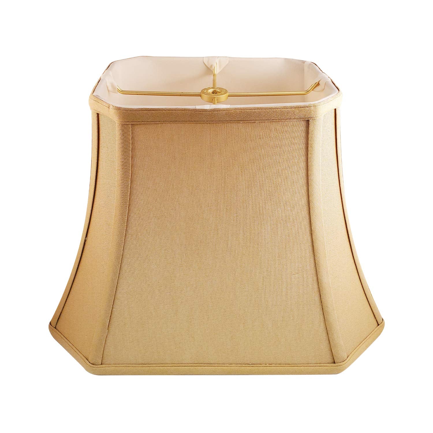 Royal Designs, Inc. Rectangle Cut Corner Lamp Shade, Faux Silk, 9 x 16 x 12.25, Antique Gold, Model BSO-710-16AGL