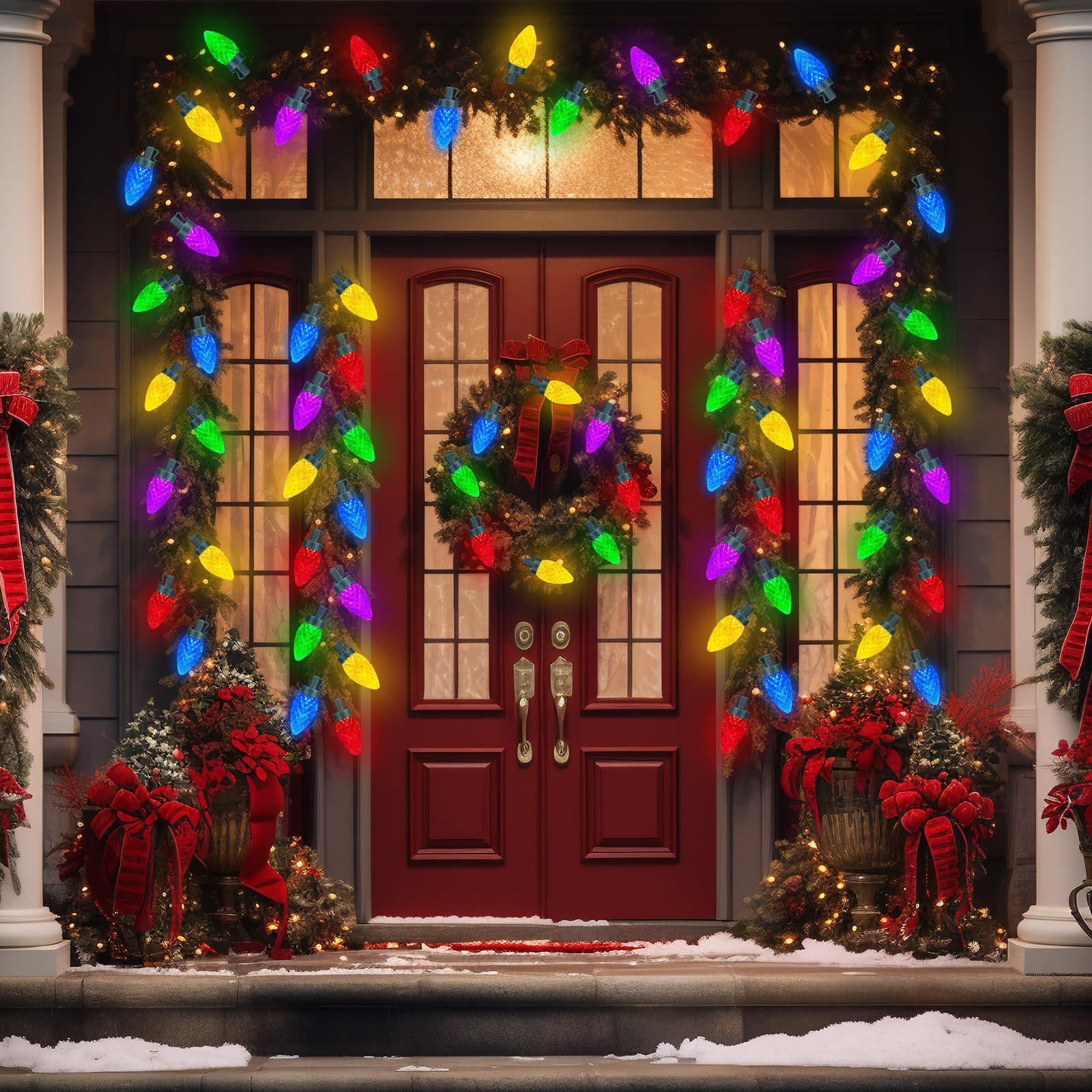 50 LED C7 Christmas Lights, 31.8FT C7 Christmas Strawberry String Lights Vintage Christmas LED String Lights Plug in Waterproof