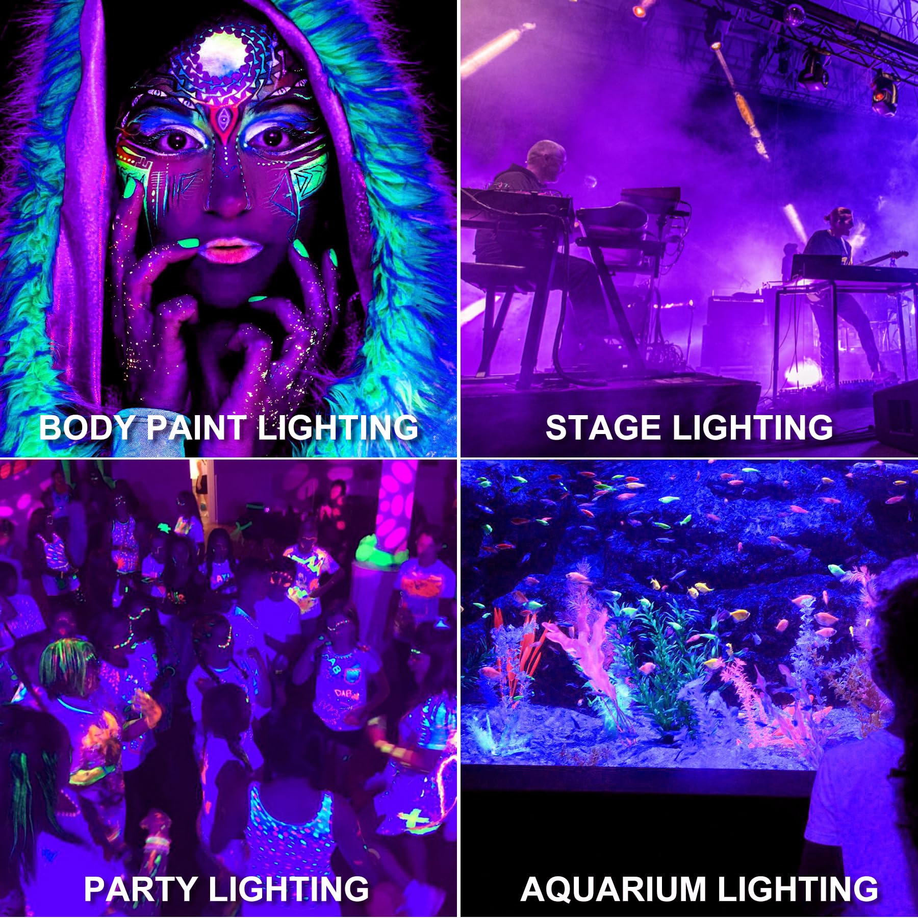 Crepow 100W Black Lights, 2 Pack Led Blacklight Flood Light With Plug, Ip66 Waterproof Black Lights For Glow Party, Glow In The