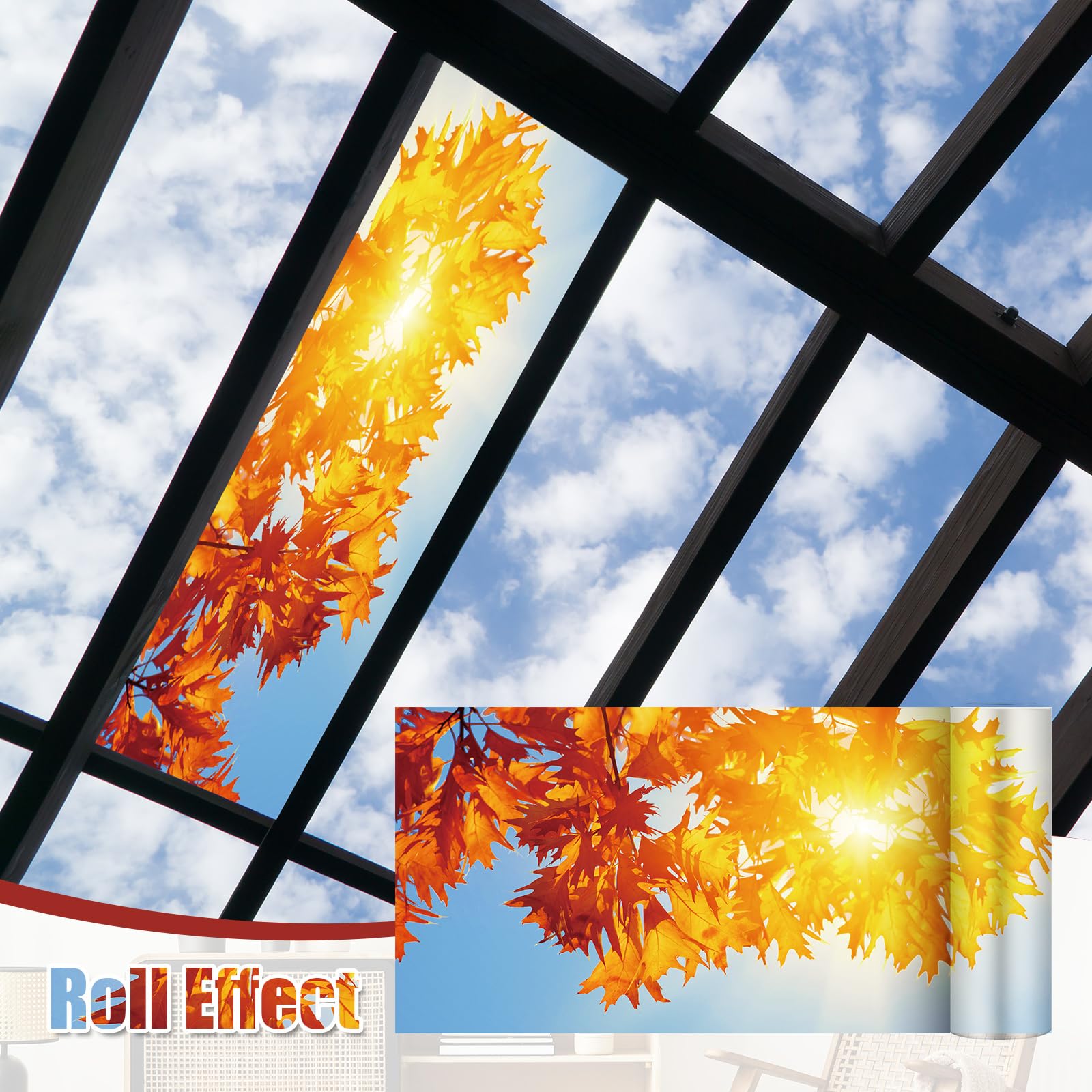 Outus Fluorescent Light Cover Magnetic Ceiling Panel 2x4 ft Polyester Maple Leaf