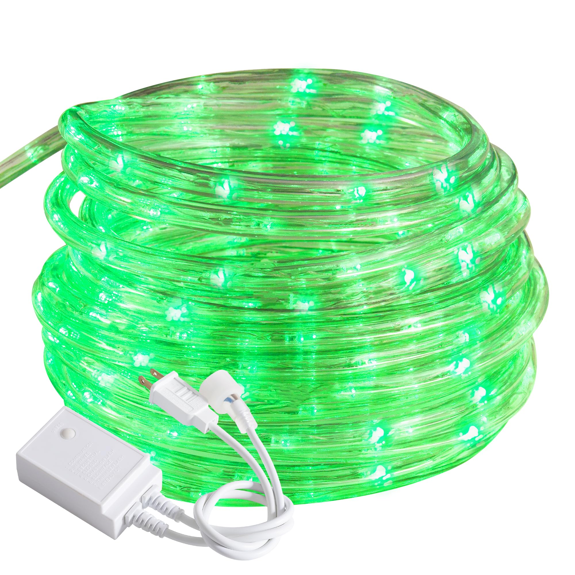 50ft Rope Lights Outdoor  Connectable & Flexible Tube Lights with 8 Modes Controller Waterproof Green LED Rope Lighting for Deck Garden Pool Patio Bedroom Party Indoor & Outside Landscape Lighting