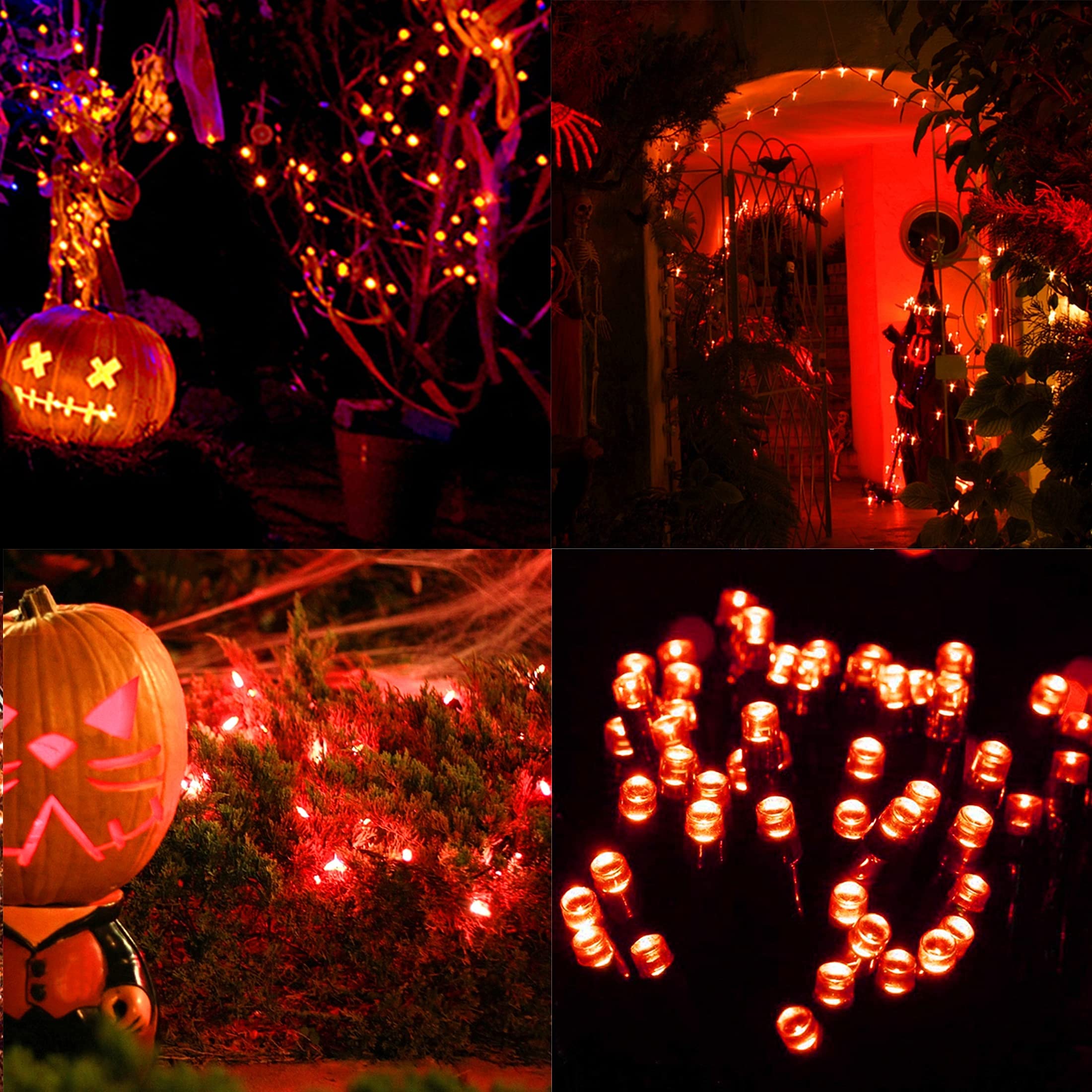 Twinkle Star 300 LED Halloween Fairy String Lights, 98.5ft Outdoor Light Plug In with 8 Lighting Mode, Waterproof Black Wire Min