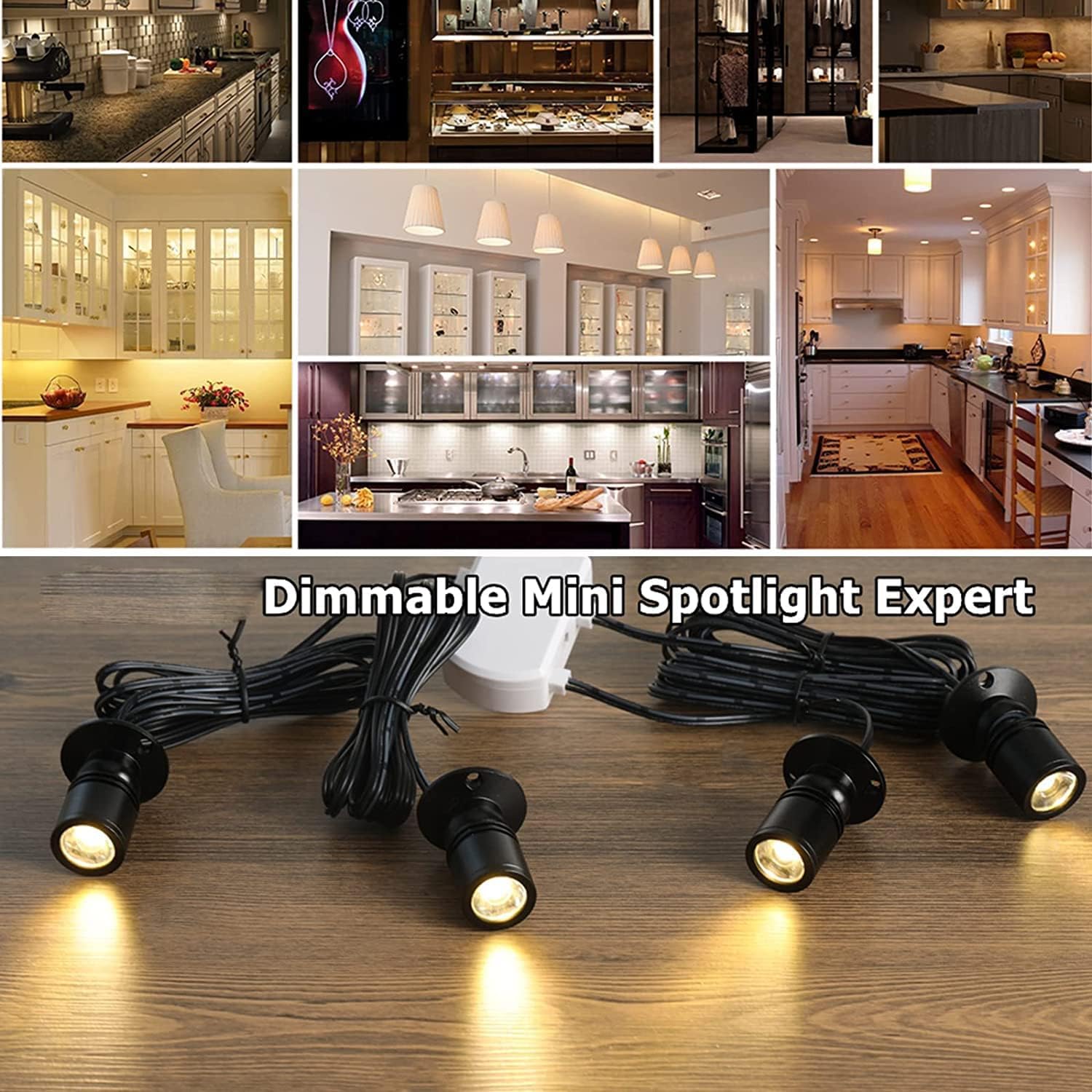 Jorunhe 1.5w White LED Mini Surface Mounted Light Jewelry Cabinet Lamp Spotlight Ac85-265v (Pack-4,Warm White 3000k)