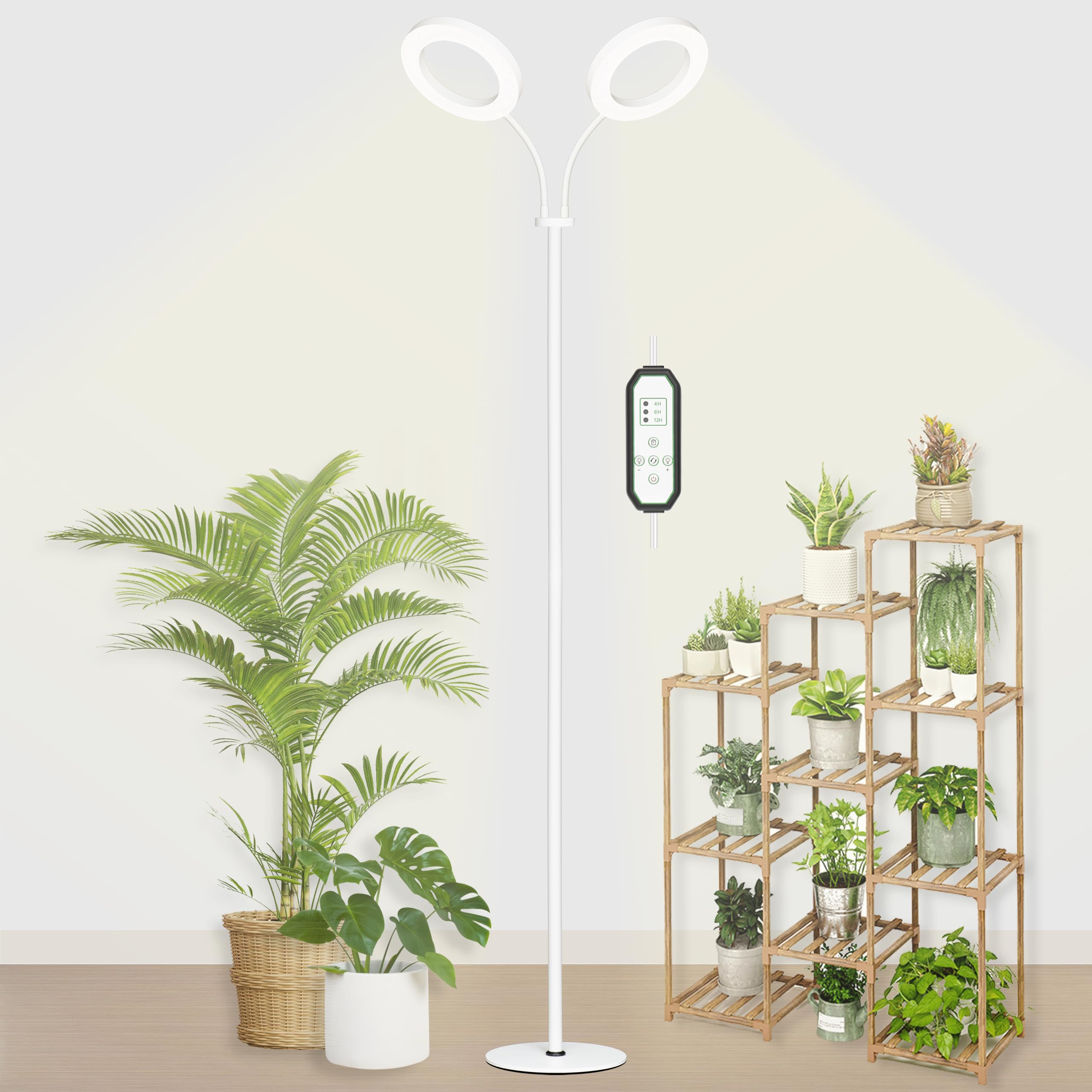 Geciliaoran Grow Light For Indoor Plants, Full Spectrum Led Halo Plant Lights With Stand, Floor Standing Growing Lamp With Adjus