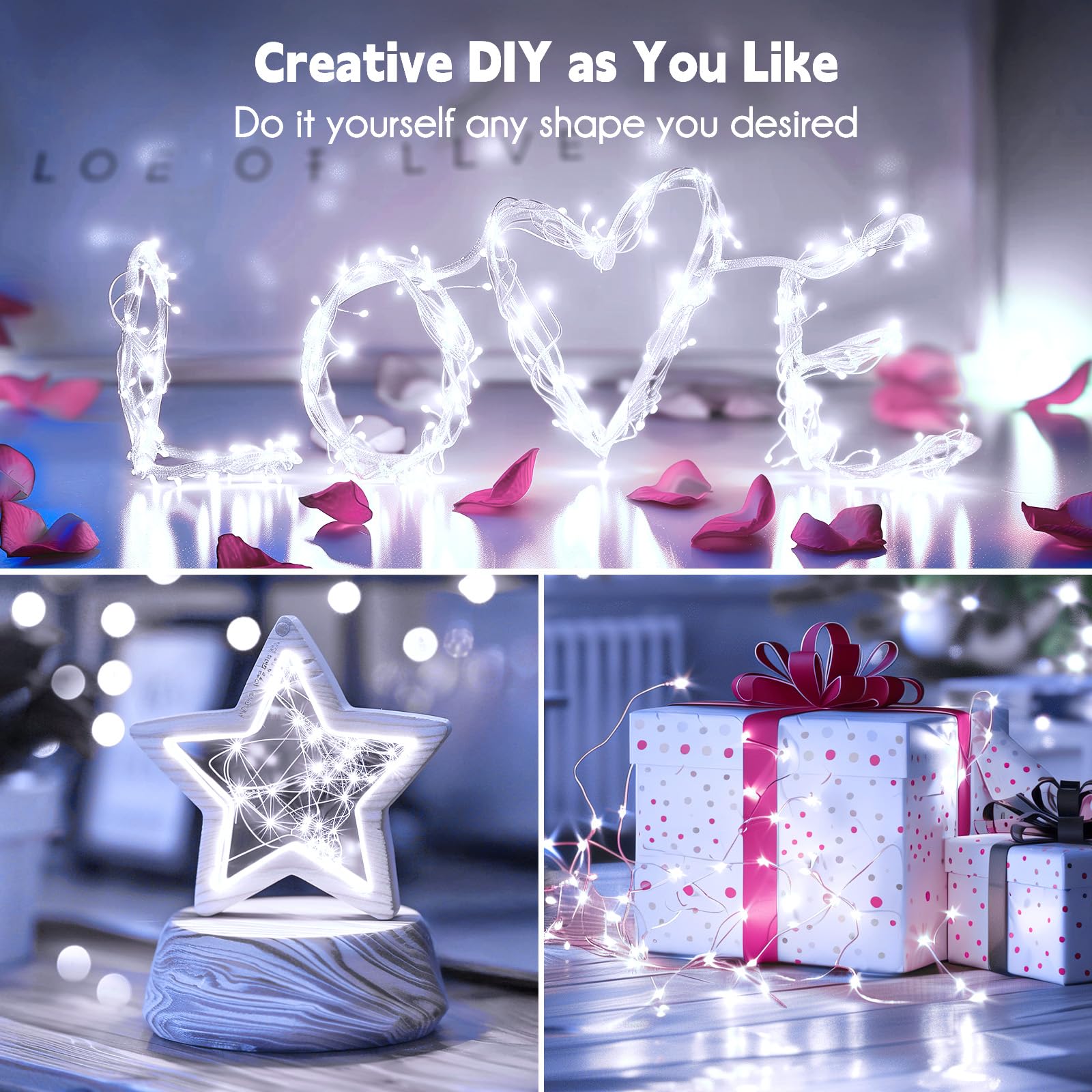 Minetom Fairy Lights, 300 LEDs, Waterproof Pure White String Lights for Indoor/Outdoor Use