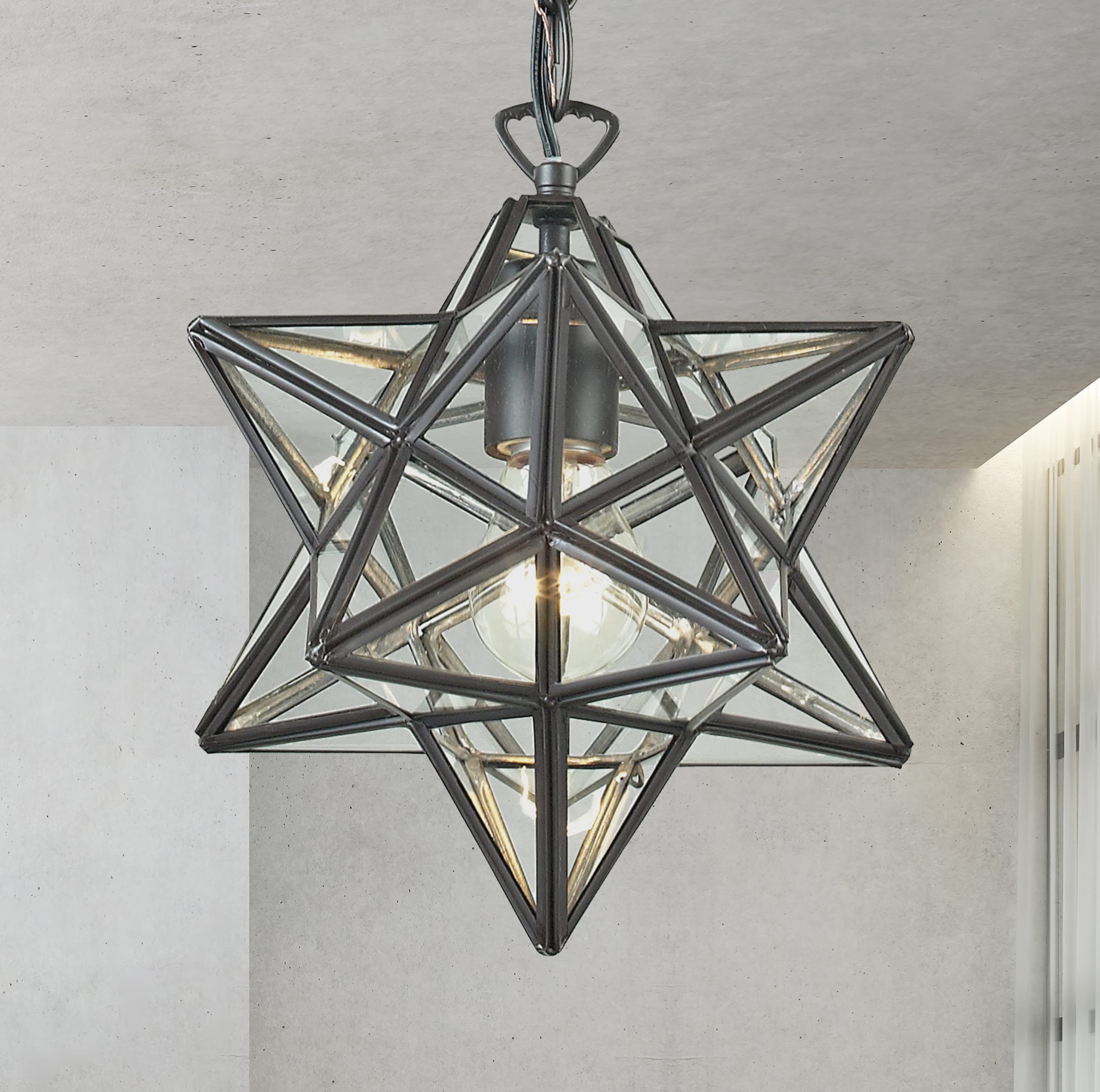 Elk Home 12&quot; Moravian Star Mini Pendant Light In Oil Rubbed Bronze - Industrial Glam Decor