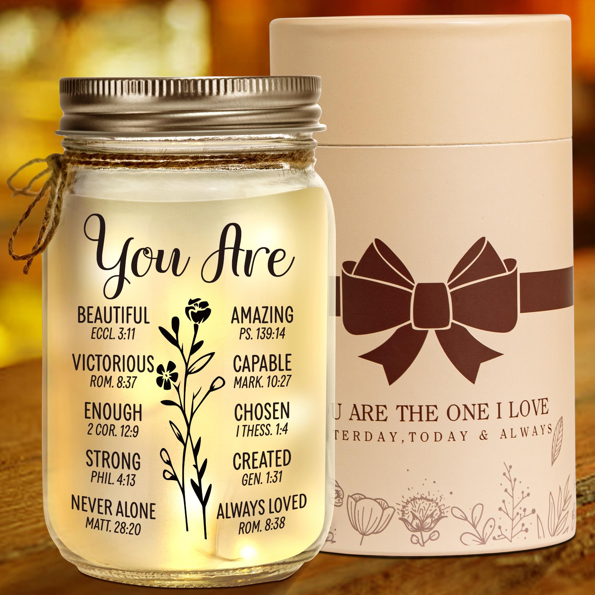 Kenon Mason Jar Night Light Gift for Friend, Birthday Day Gifts for Women, Home Decoration Lights, Personalized Night Light Birt