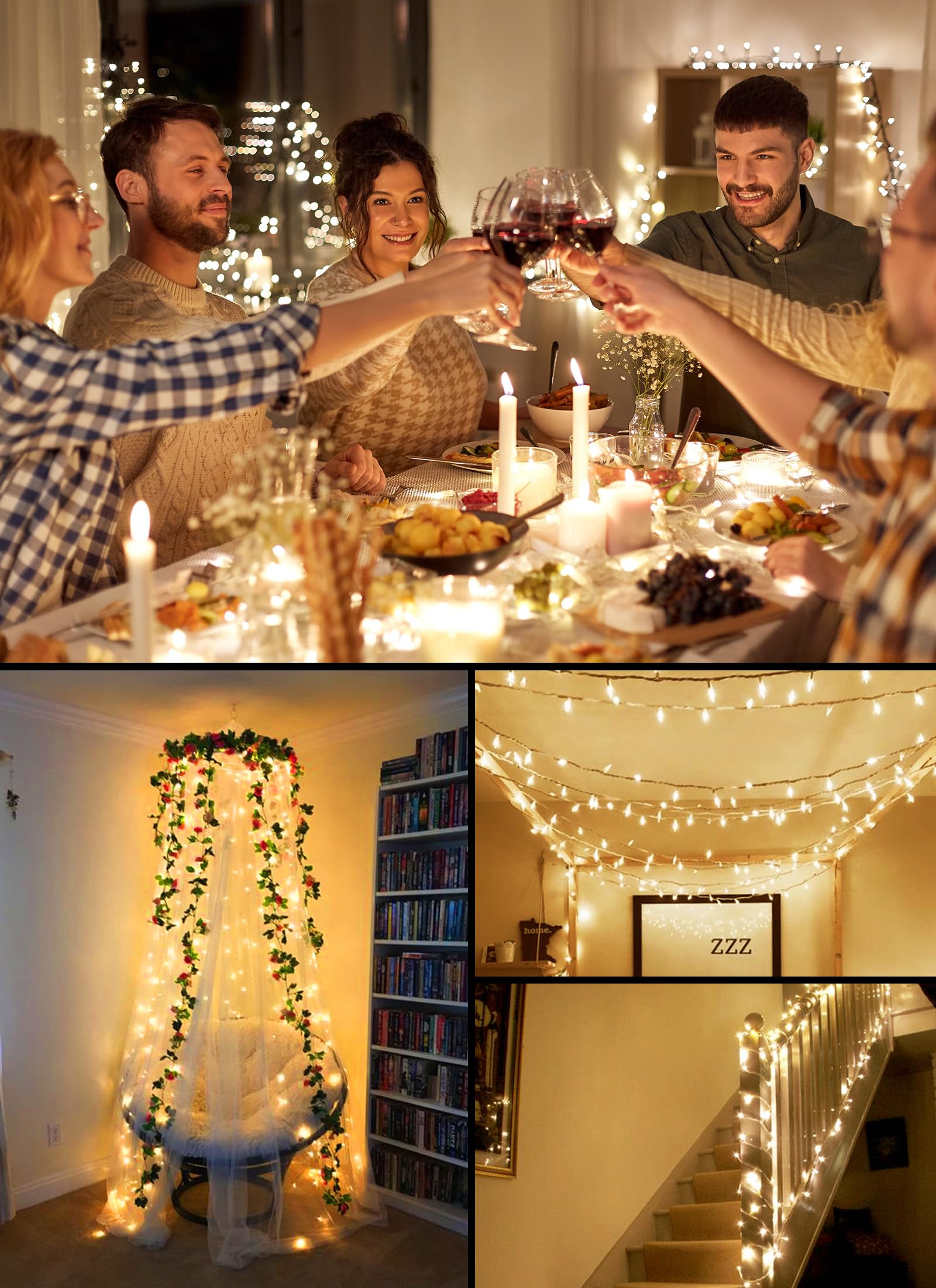 Brightown Battery Operated Christmas String Lights, 20 LED, Warm White, 8ft, 2 Pack, Plastic, Indoor Outdoor Holiday Decoration