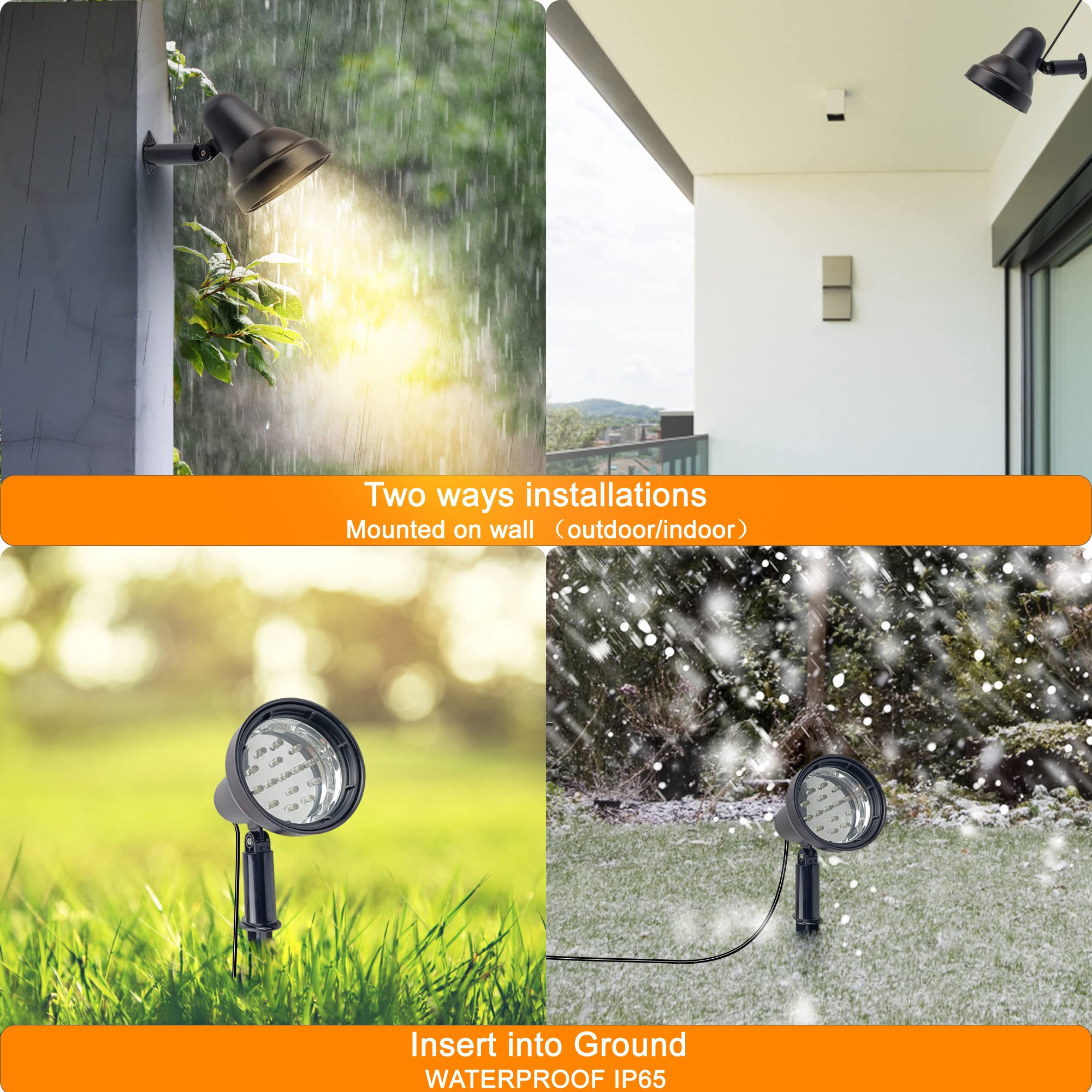 SUNLONG Solar Powered Spot Lights Outdoor Waterproof 2 in 1, Adjustable Power, 2 x Spots, Warm White, Model SLSP00