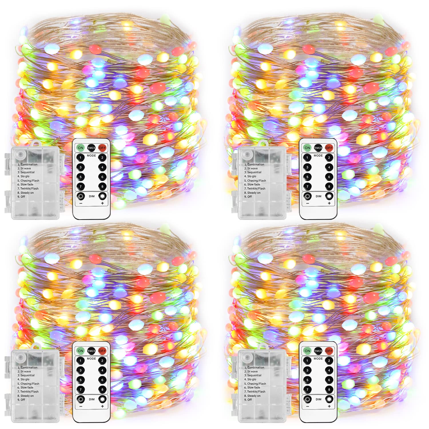 Homemory Fairy Lights 20 FT 60 LED Multicolor Battery Operated Waterproof with Remote, 8 Modes for Party Wedding Decorations