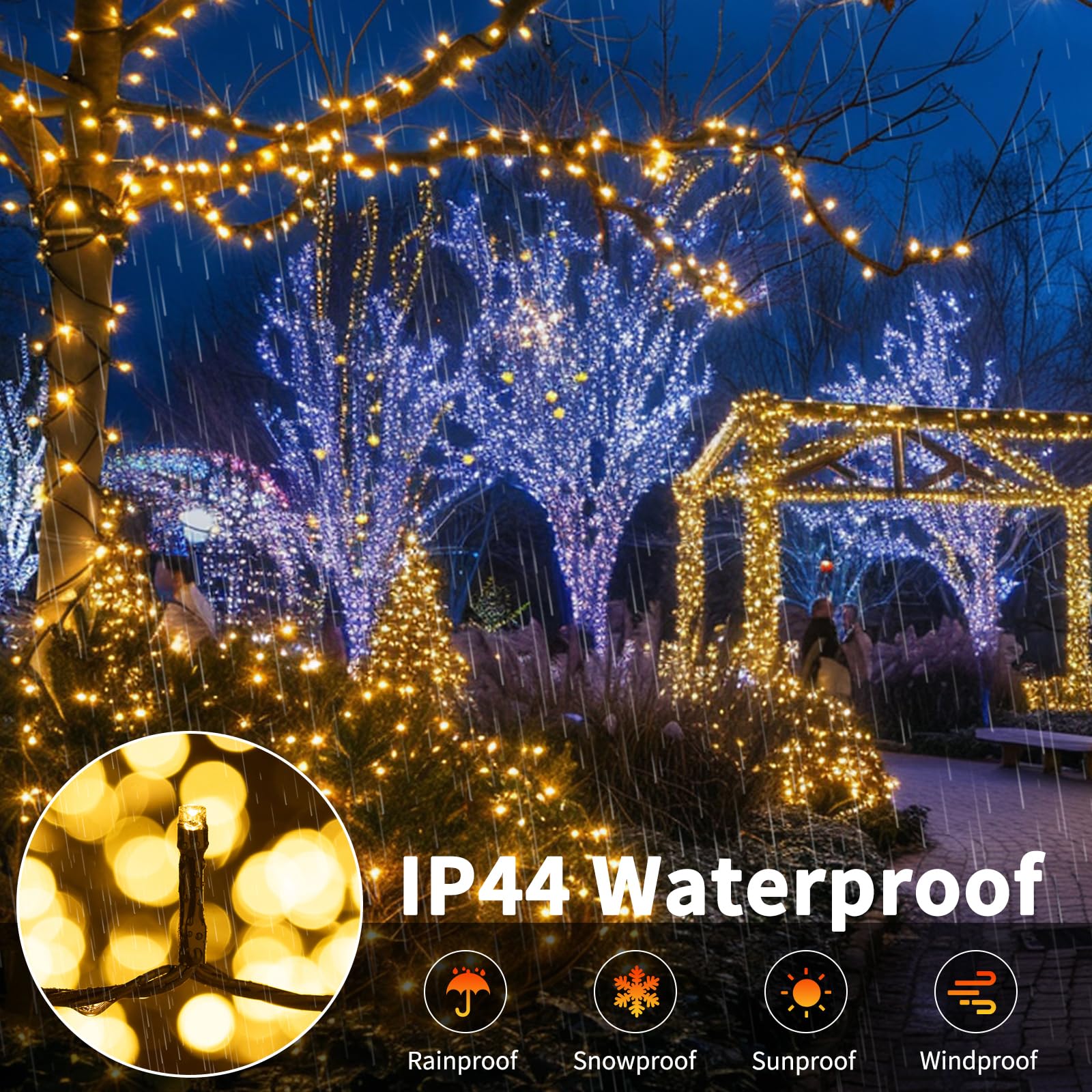 Fairyglim 100 Led Christmas String Lights, 33 Ft Connectable Waterproof String Lights Green Wire With Timer Memory Function & 8