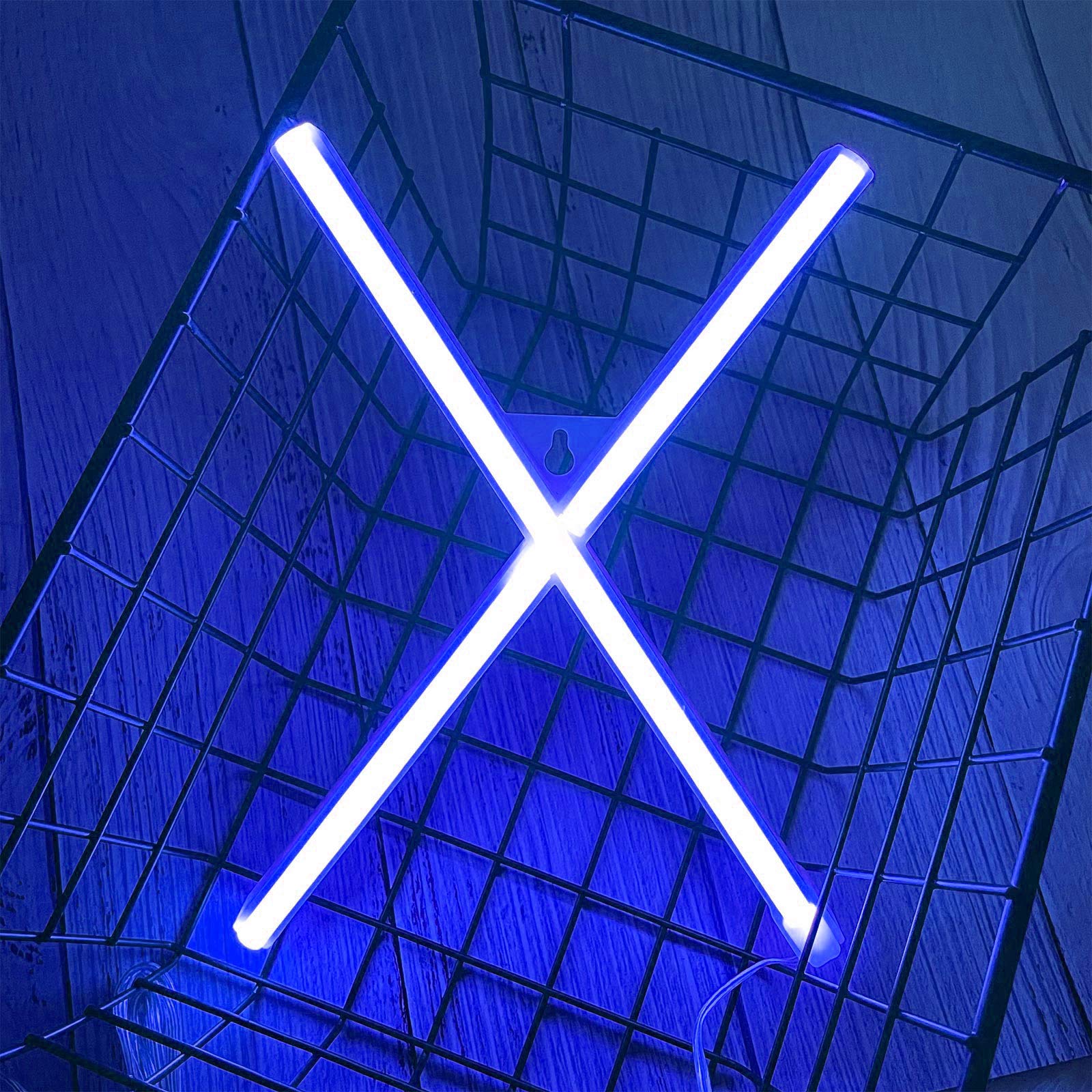 ENUOLI Blue LED Neon Letter Light, USB/Battery Operated, Indoor Wall Decor, Model nNH.X-B, Valentines Day, Plastic