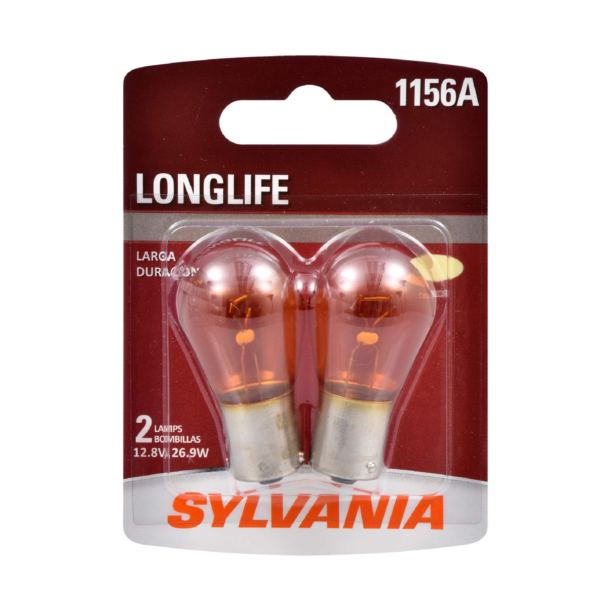 SYLVANIA 1156A Long Life Miniature Amber Bulbs, 2 Count, Ideal for Park and Turn Lights