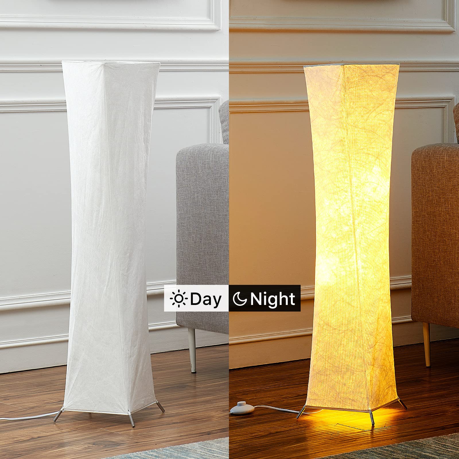 Chiphy Dimmable Floor Lamp - 39 Xs Tall Standing Light, 12Wx2 Led Bulbs, White Fabric Shade, Model Sf213-107(A)