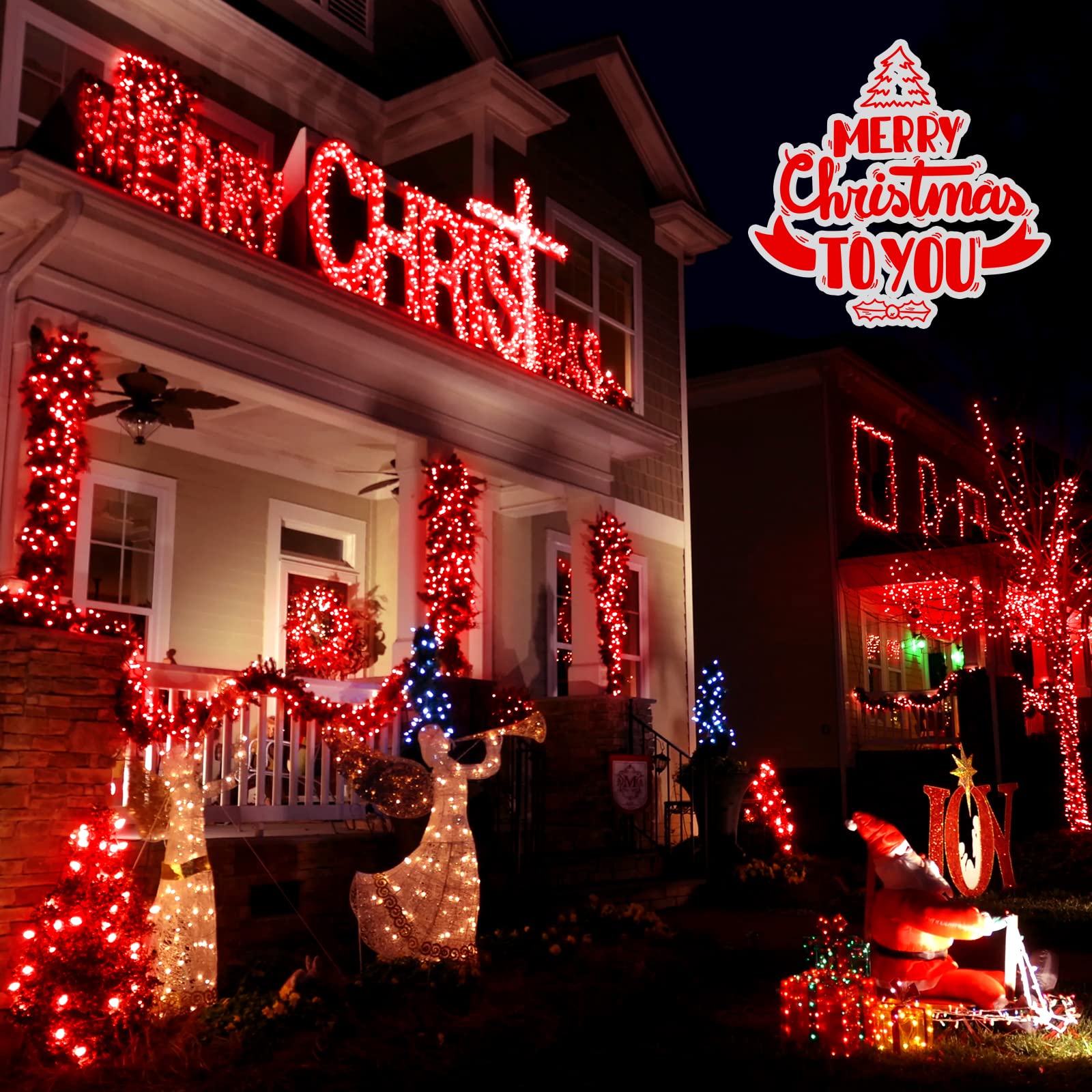 Jmexsuss 4 Pack Red Solar Christmas Lights, Total 400 Led 132Ft Red Solar Fairy Lights Outdoor Waterproof, 8 Modes Copper Wire Solar String Lights For Outside Christmas Garden Patio Yard Tree Decor