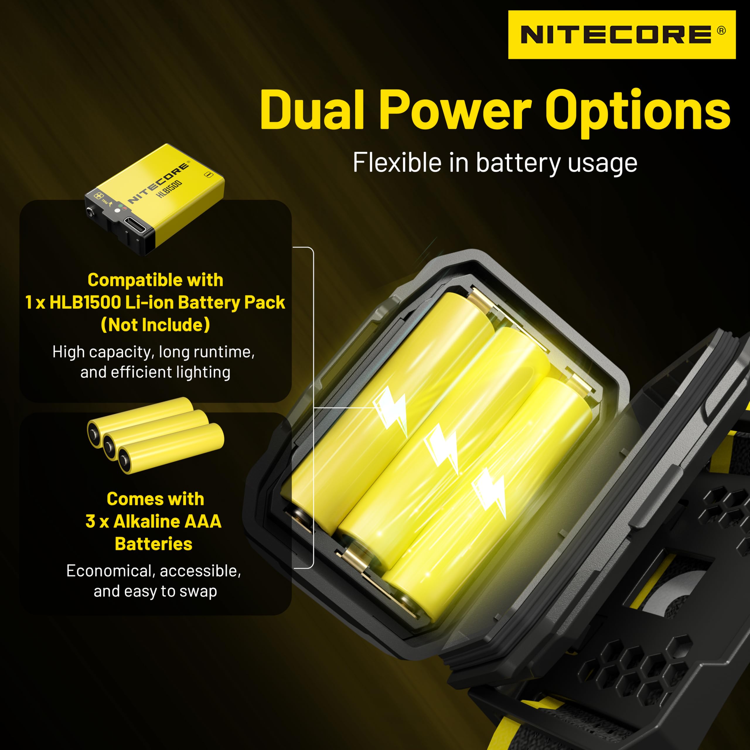 Nitecore Ha23 Uhe 600 Lumen Mct Outdoor Headlamp Multiple Color Temperatures Lightweight Aaa Headlight Tag (Black)