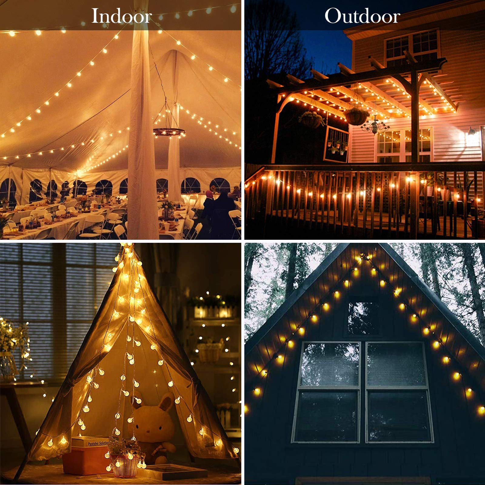 ANJAYLIA 33ft 80LED Globe String Lights Battery Operated With Remote - Waterproof Indoor Outdoor Hanging Fairy Lights for Home,