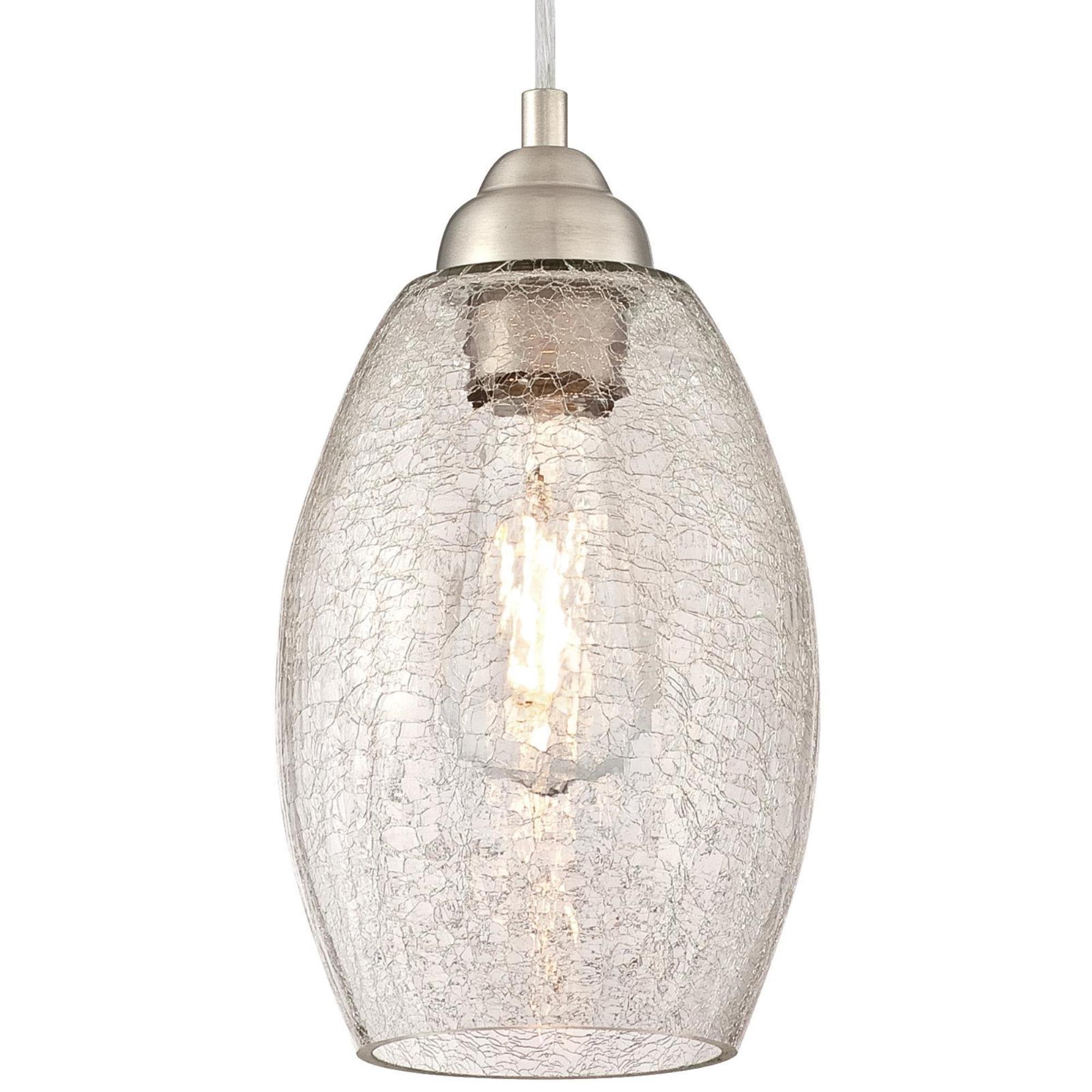 Westinghouse Lighting Carsley Mini Pendant, One-Light, Brushed Nickel, Clear  le Glass, 8.30in L x 8.30in W x 11.90in H